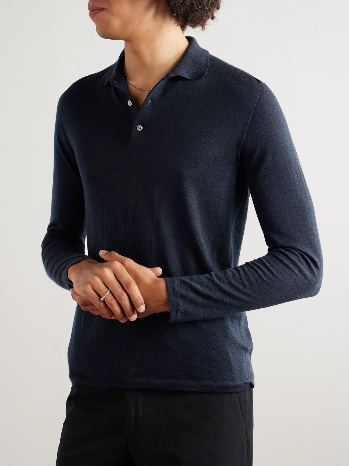  Saman Amel - Slim-fit Wool Polo Shirt - Men - Blue - It 54 