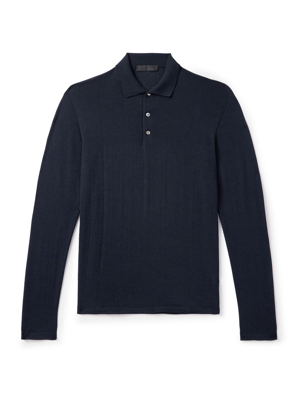 Saman Amel Slim-fit Wool Polo Shirt In Blue