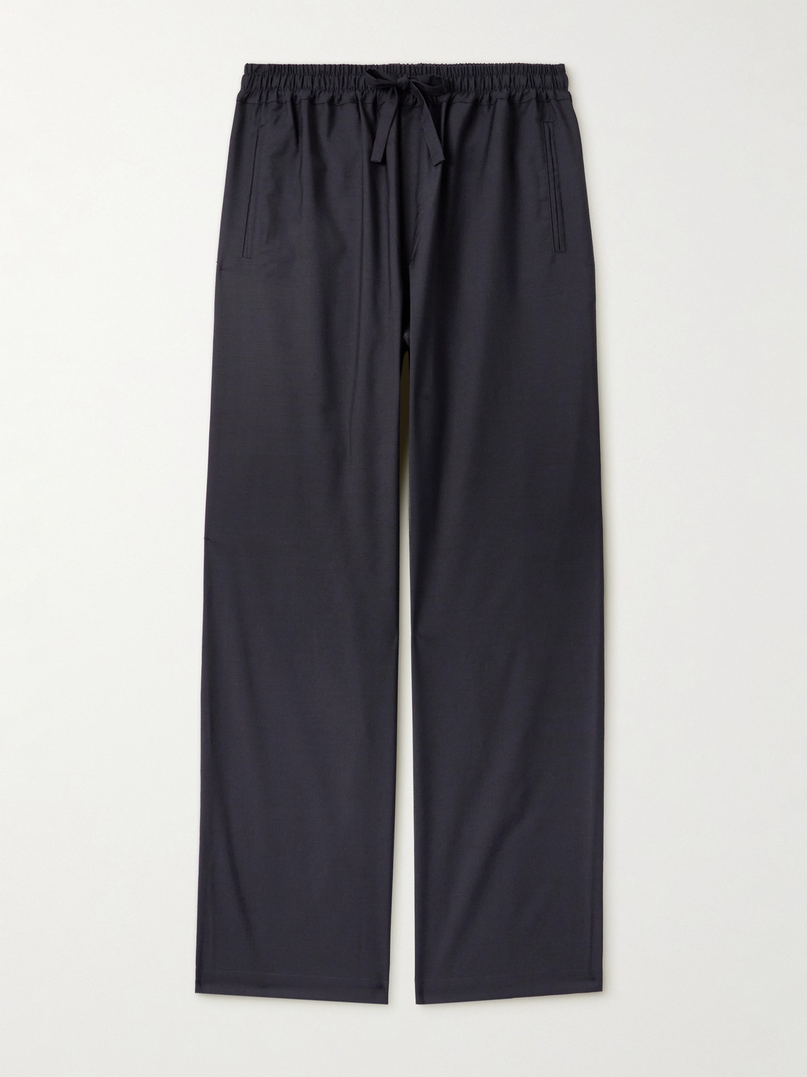 Saman Amel Straight-leg Wool Drawstringtrousers In Blue