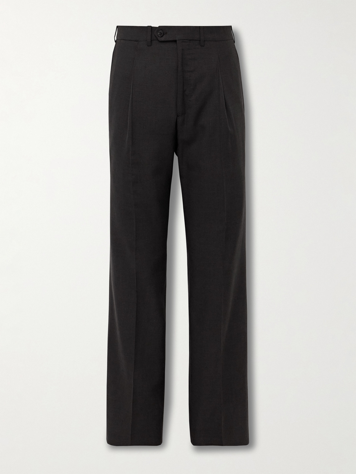 Saman Amel Straight-leg Pleated Wool-blend Suit Trousers In Brown