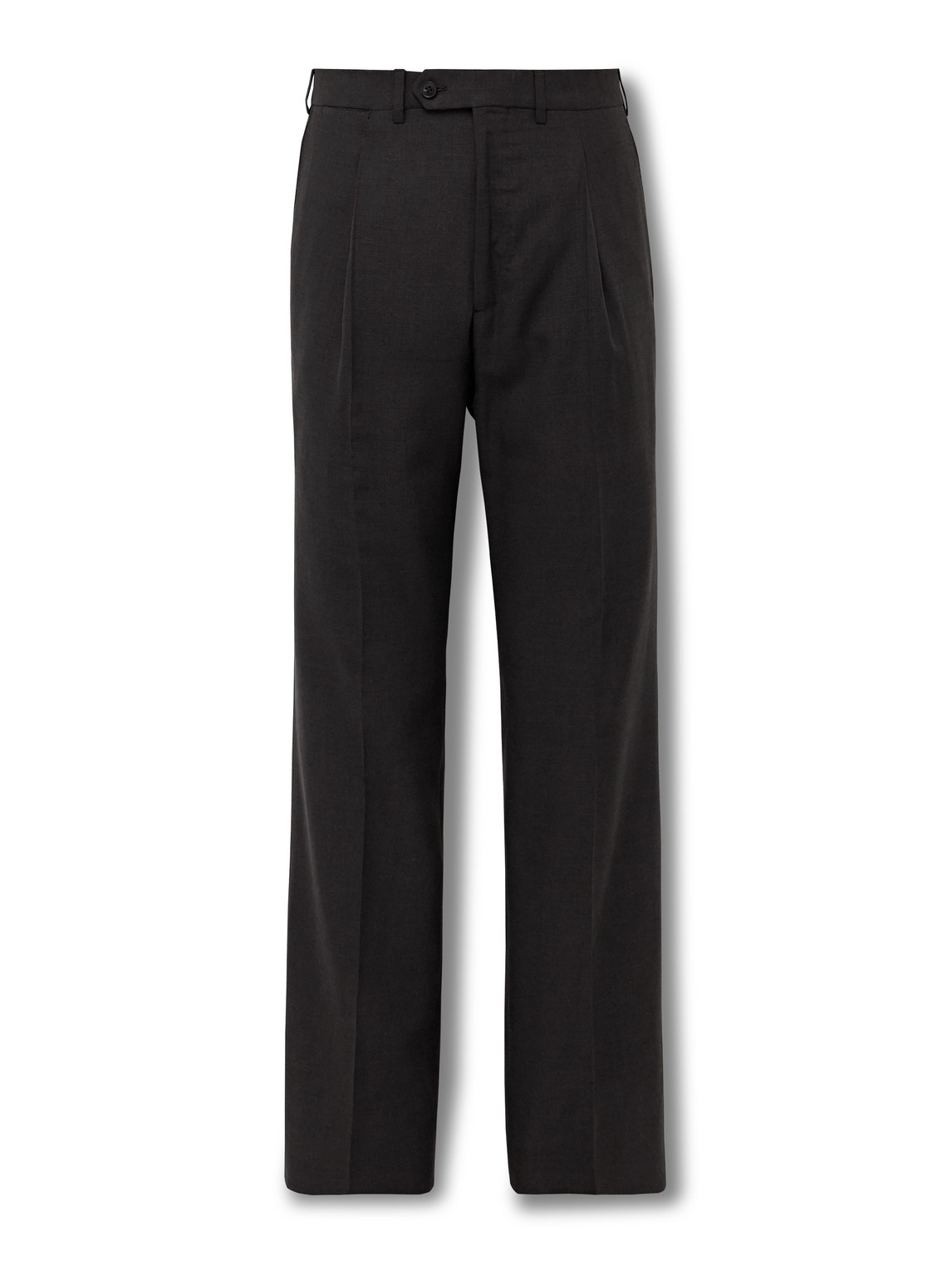 Saman Amel Straight-leg Pleated Wool-blend Suit Trousers In Brown