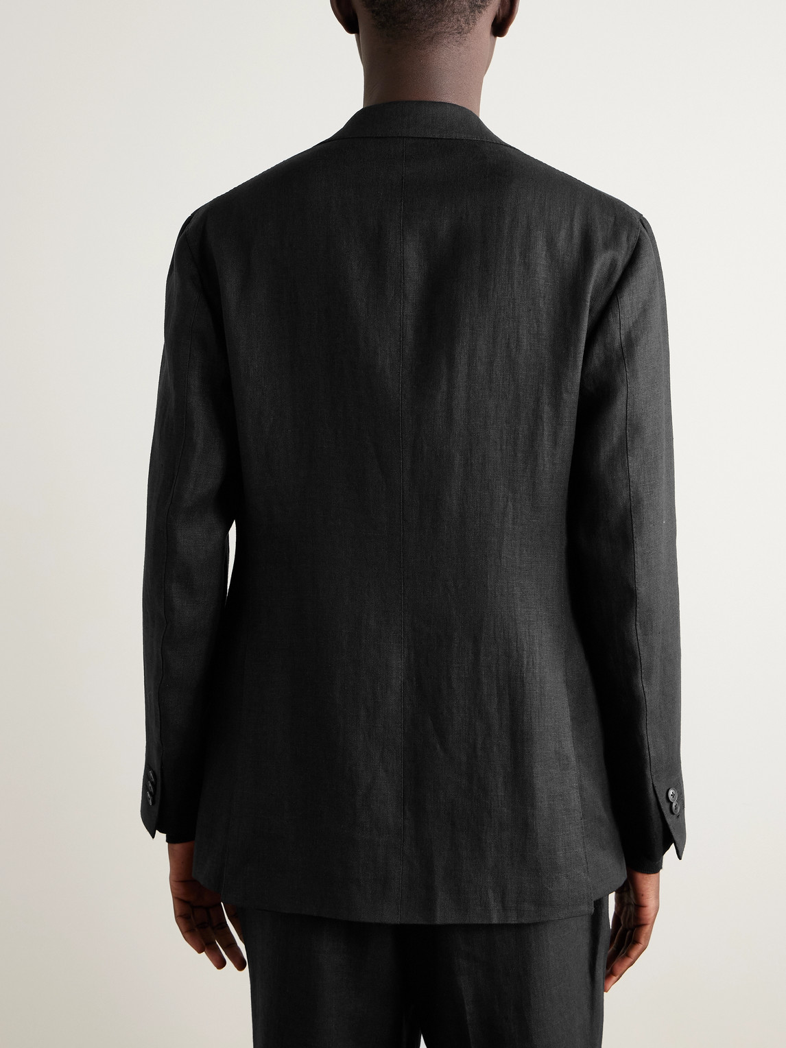 Saman Amel Unstructured Linen Suit Jacket In Black