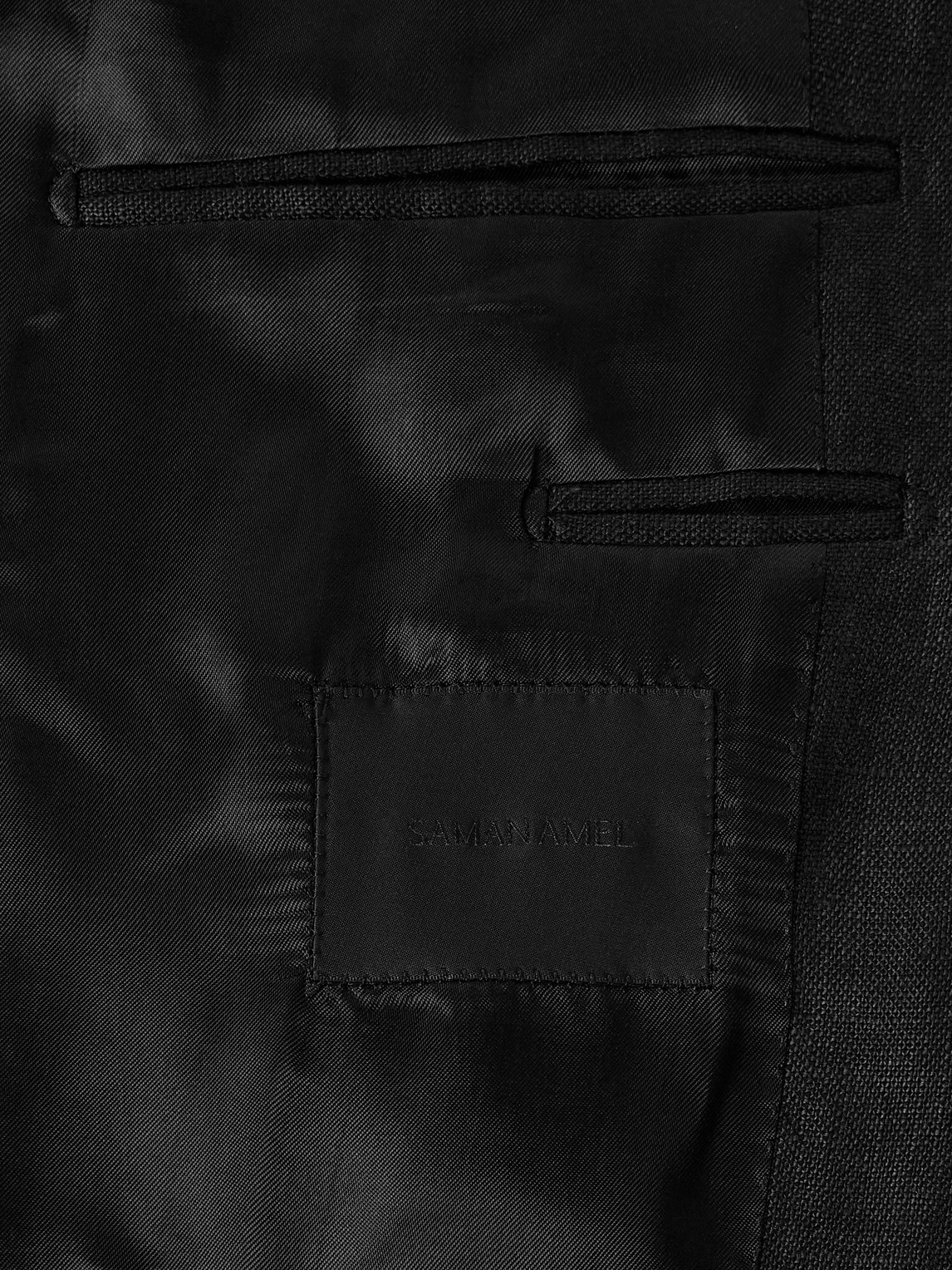 Saman Amel Unstructured Linen Suit Jacket In Black