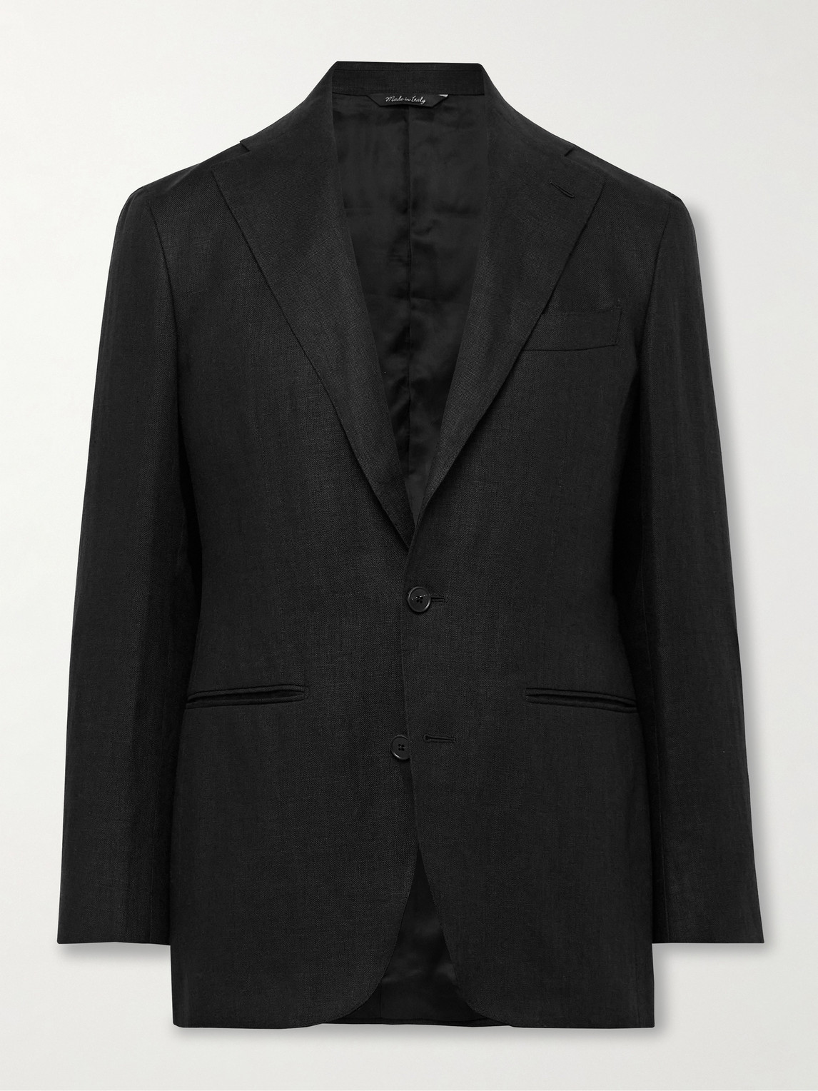 Saman Amel Unstructured Linen Suit Jacket In Black