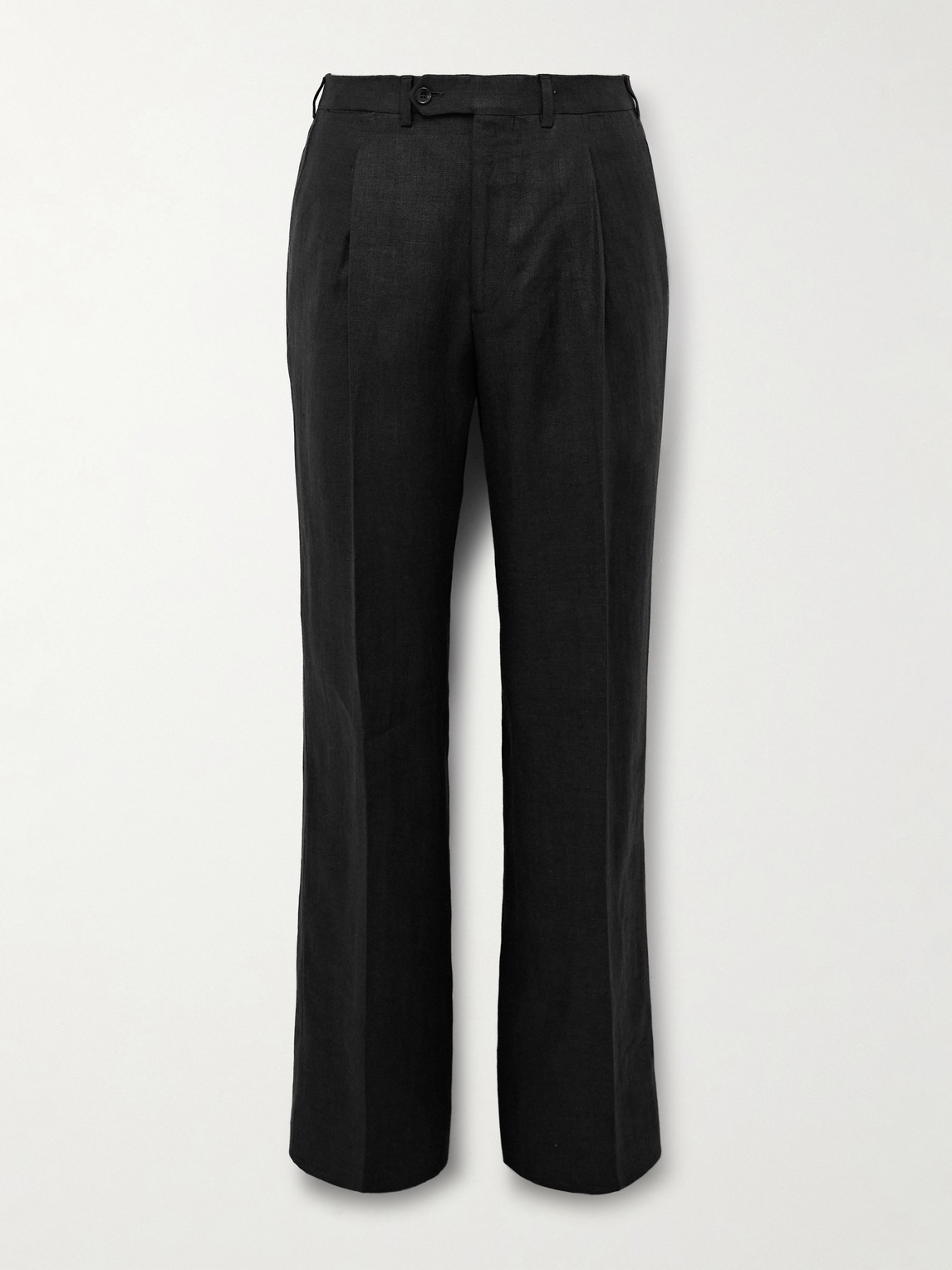 Saman Amel Straight-leg Pleated Linen Suit Trousers In Black