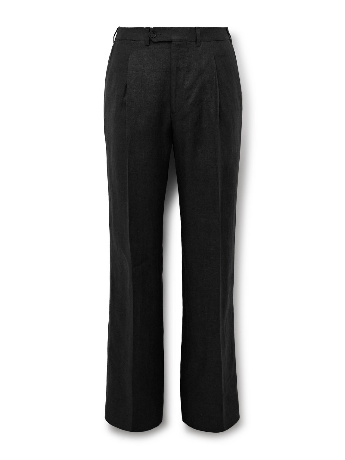Saman Amel Straight-leg Pleated Linen Suit Trousers In Black