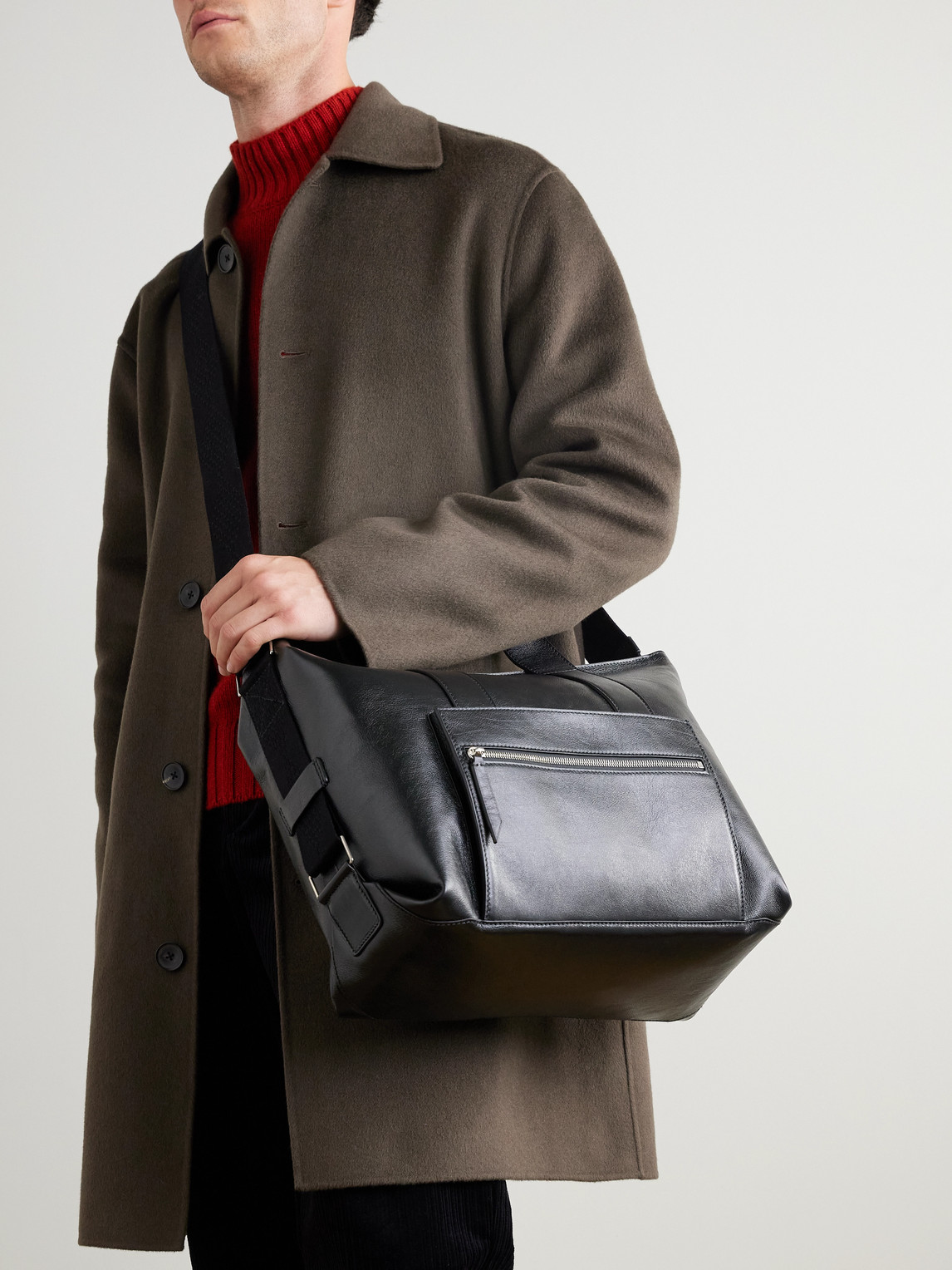 Metier Racer Full-grain Leather Tote Bag In Black