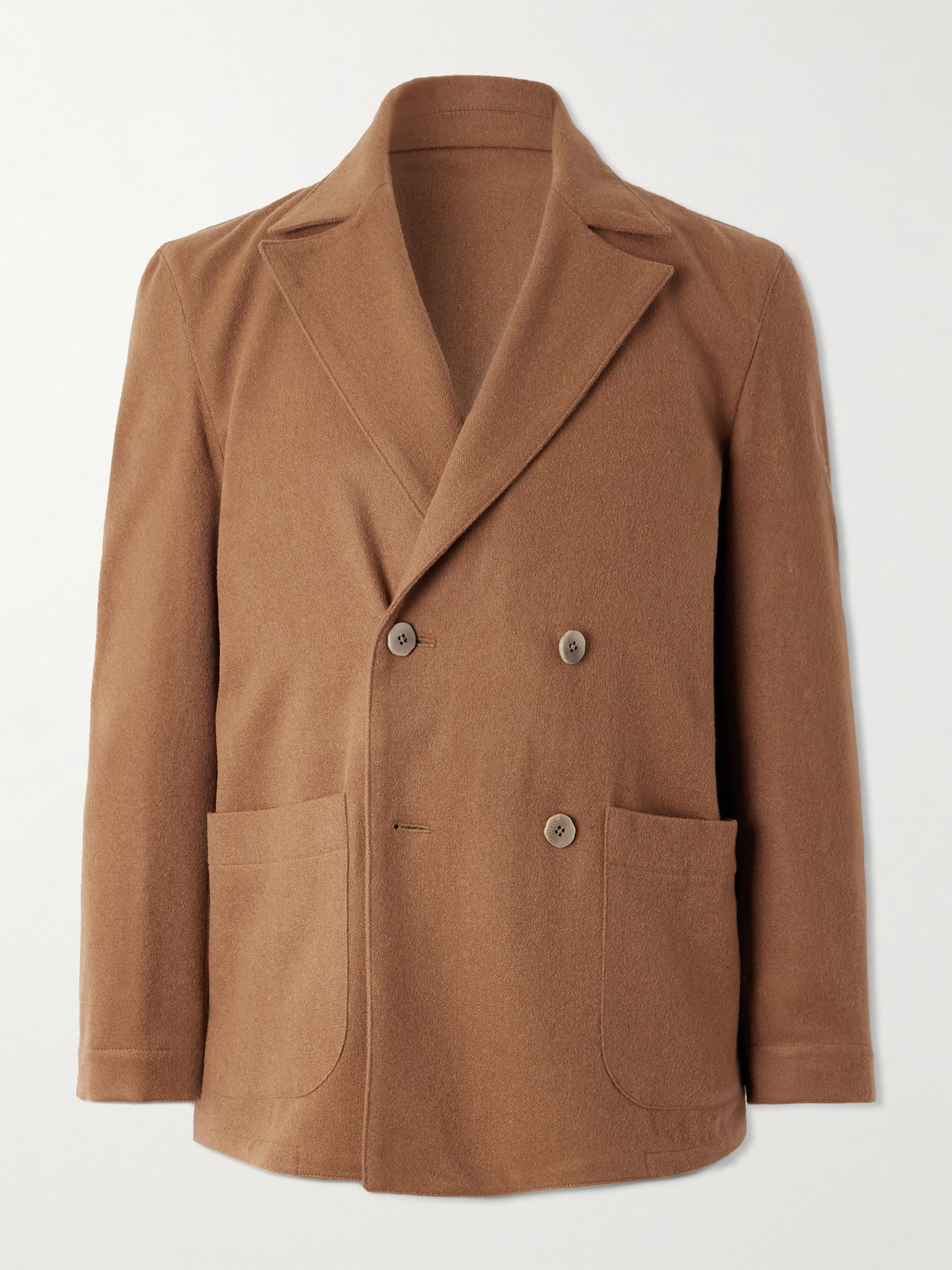 Stòffa Double-breasted Camel Hair Blazer In Brown