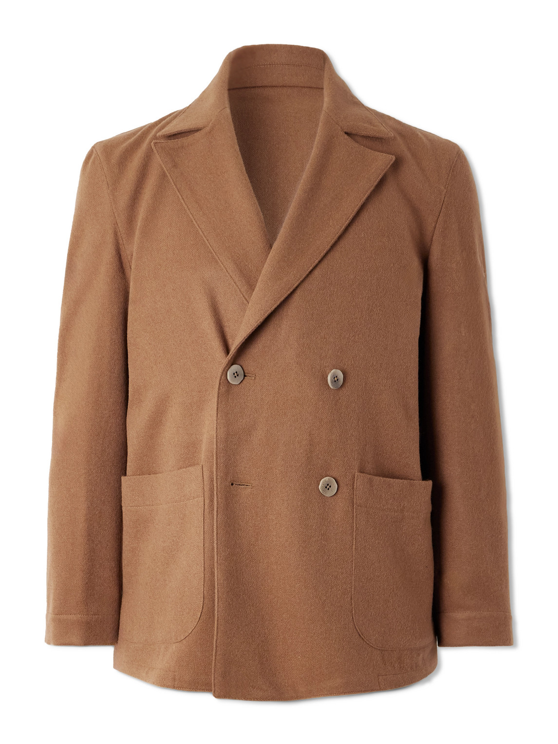 Stòffa Double-breasted Camel Hair Blazer In Brown