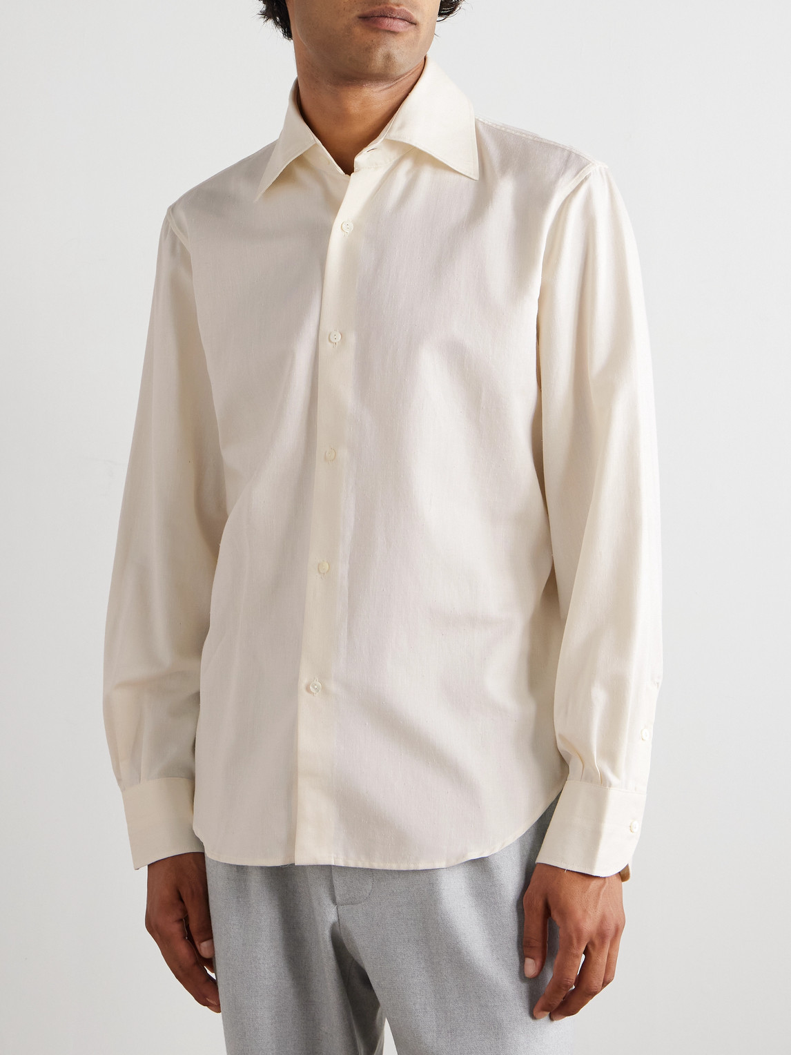  Stòffa - Cotton And Silk-blend Shirt - Men - Neutrals - It 46 