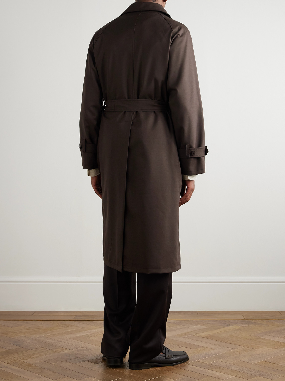 Stòffa Wool-canvas Coat In Brown