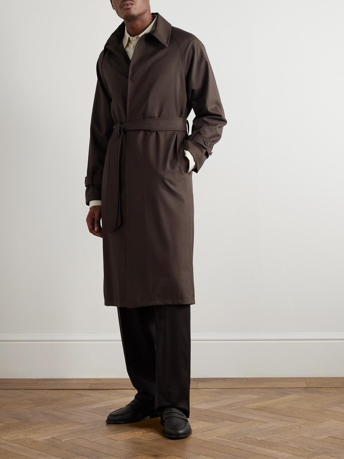 Stòffa Wool-canvas Coat In Brown