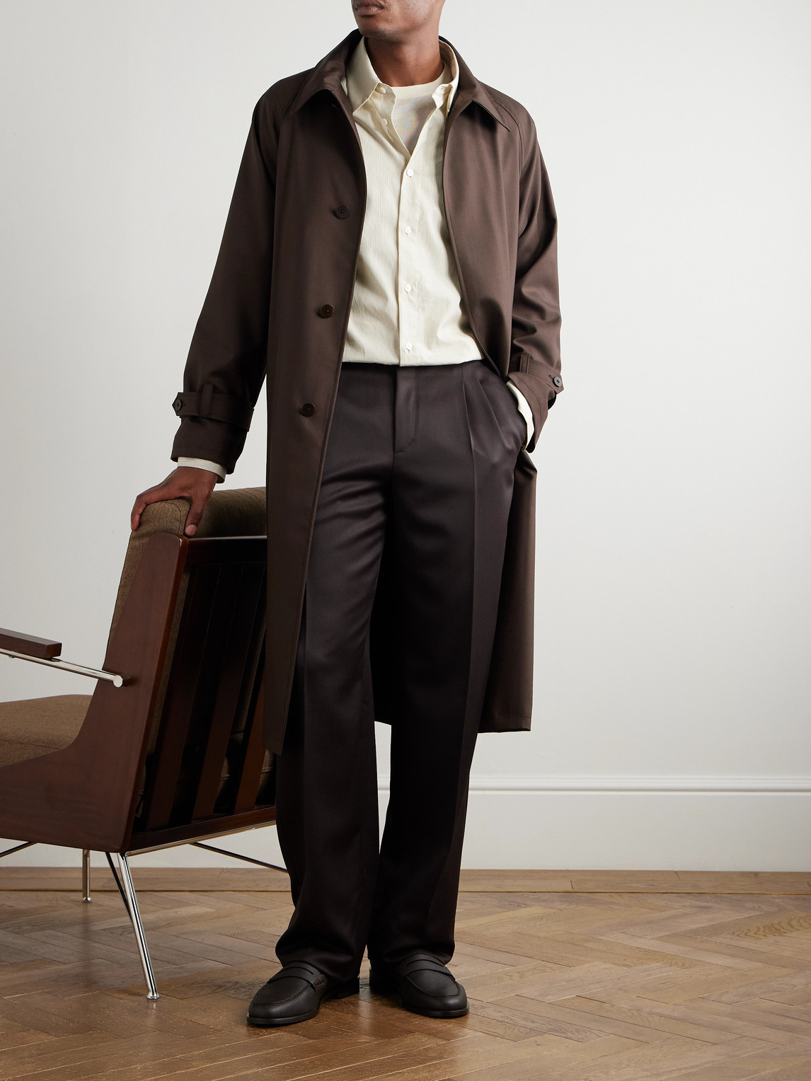 Stòffa Wool-canvas Coat In Brown
