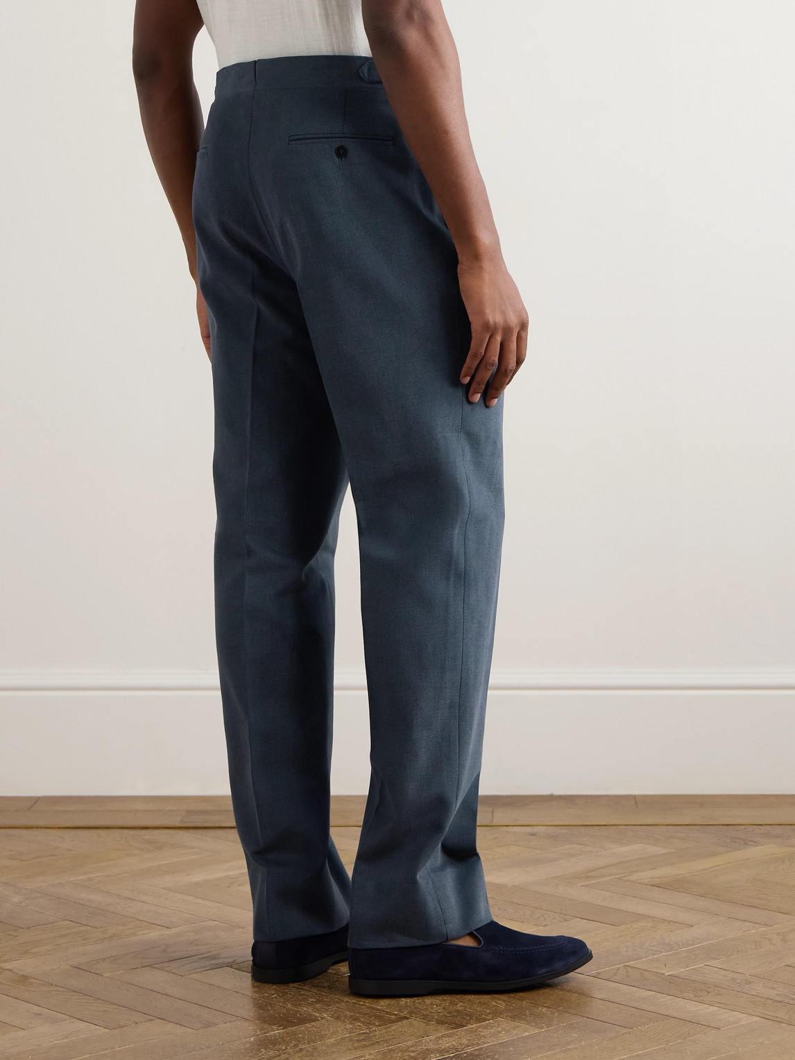  Stòffa - Tapered Pleated Cotton-canvas Trousers - Men - Blue - It 46 
