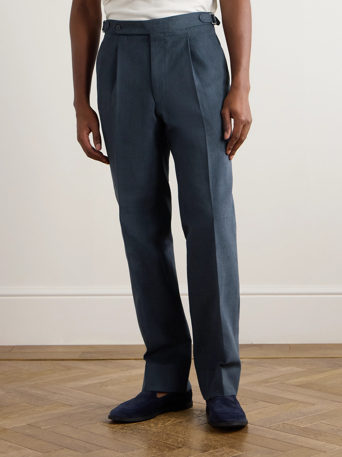  Stòffa - Tapered Pleated Cotton-canvas Trousers - Men - Blue - It 46 