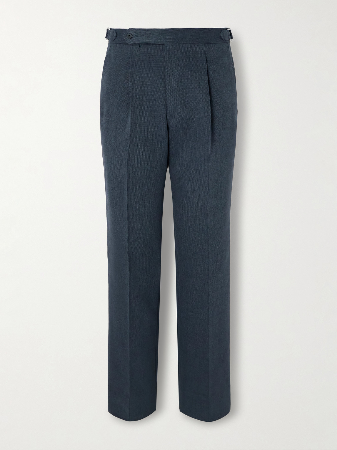Stòffa Tapered Pleated Cotton-canvas Trousers In Blue
