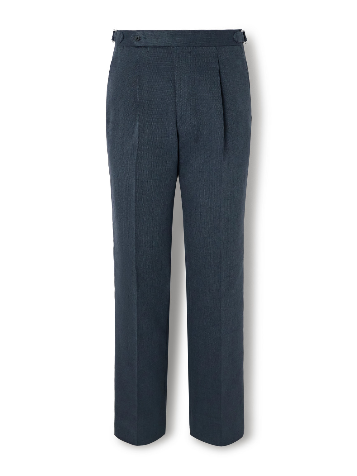 Stòffa Tapered Pleated Cotton-canvas Trousers In Blue
