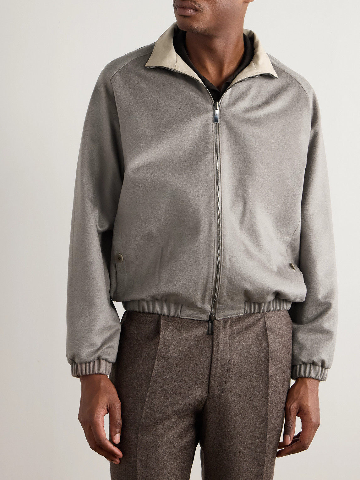 Stòffa Reversible Brushed-cashmere Bomber Jacket In Gray