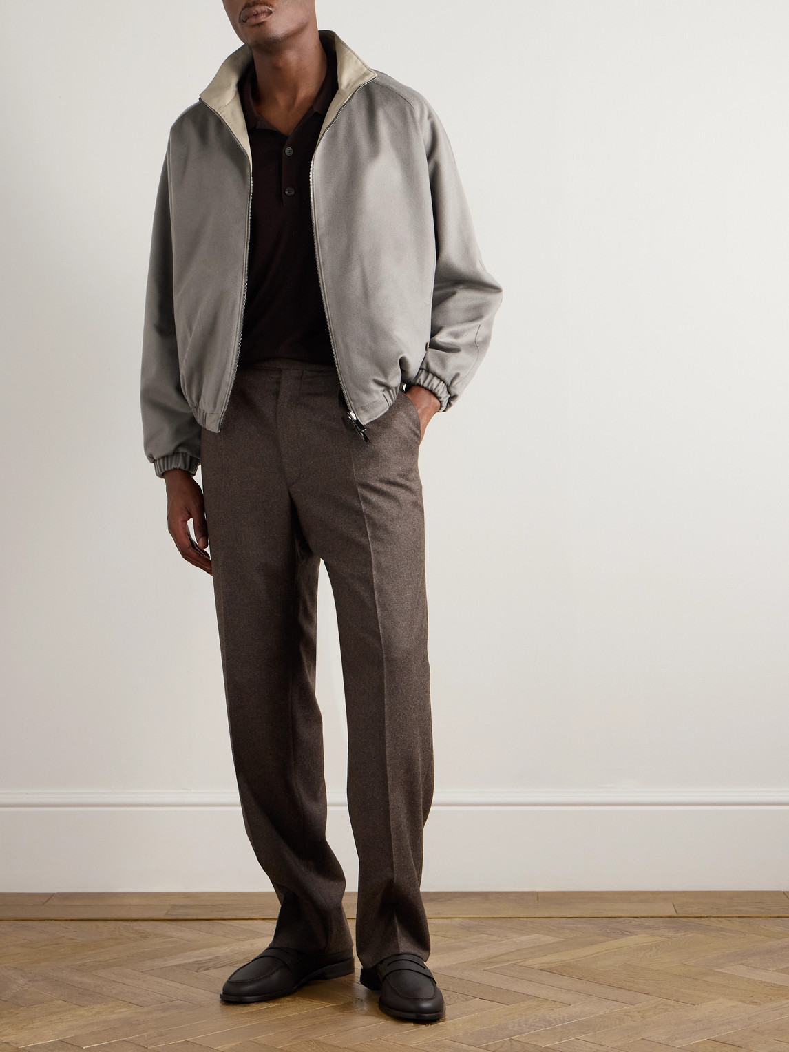 Stòffa Reversible Brushed-cashmere Bomber Jacket In Gray