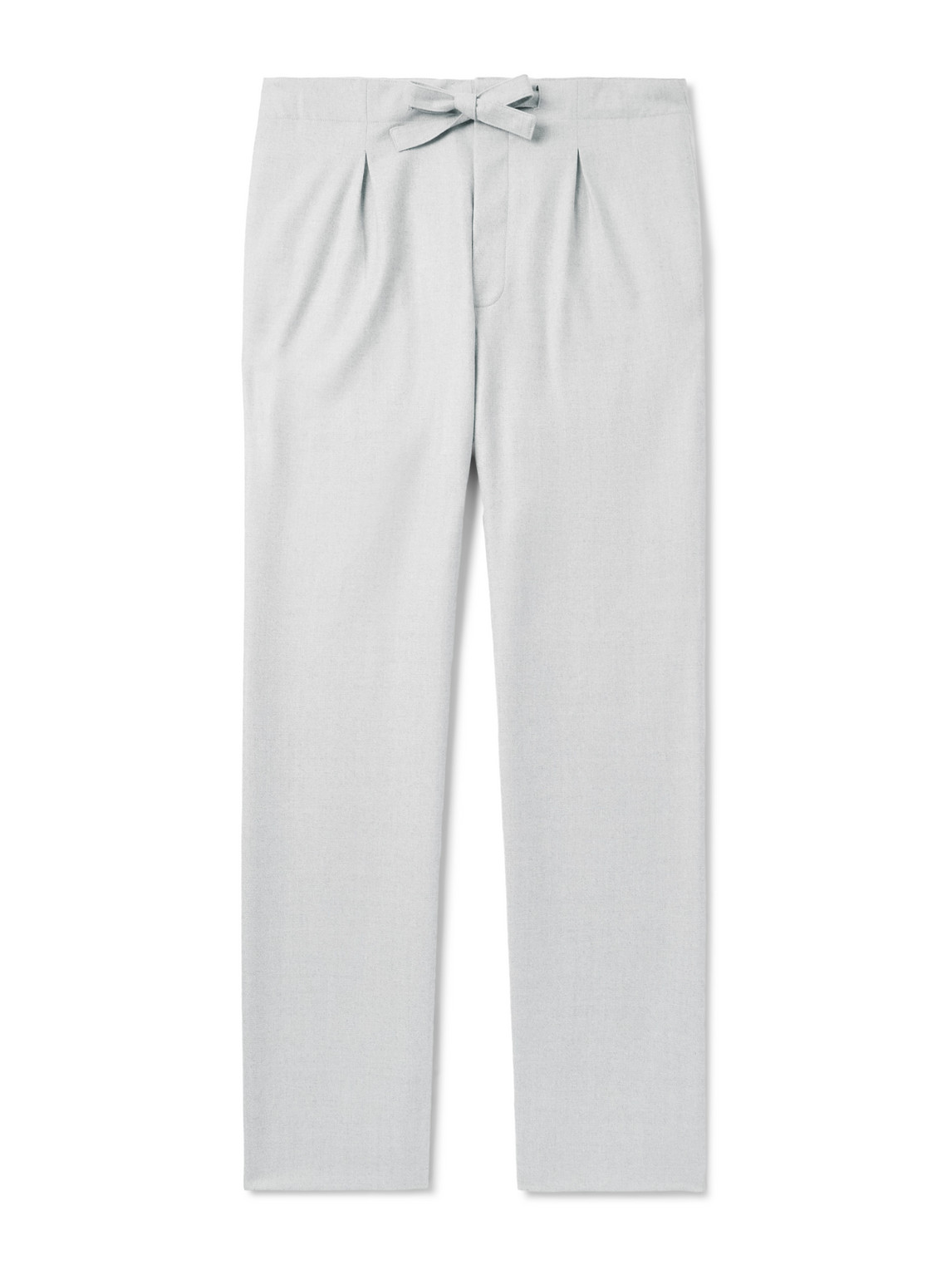 Stòffa Straight-leg Pleated Wool-flannel Trousers In Gray