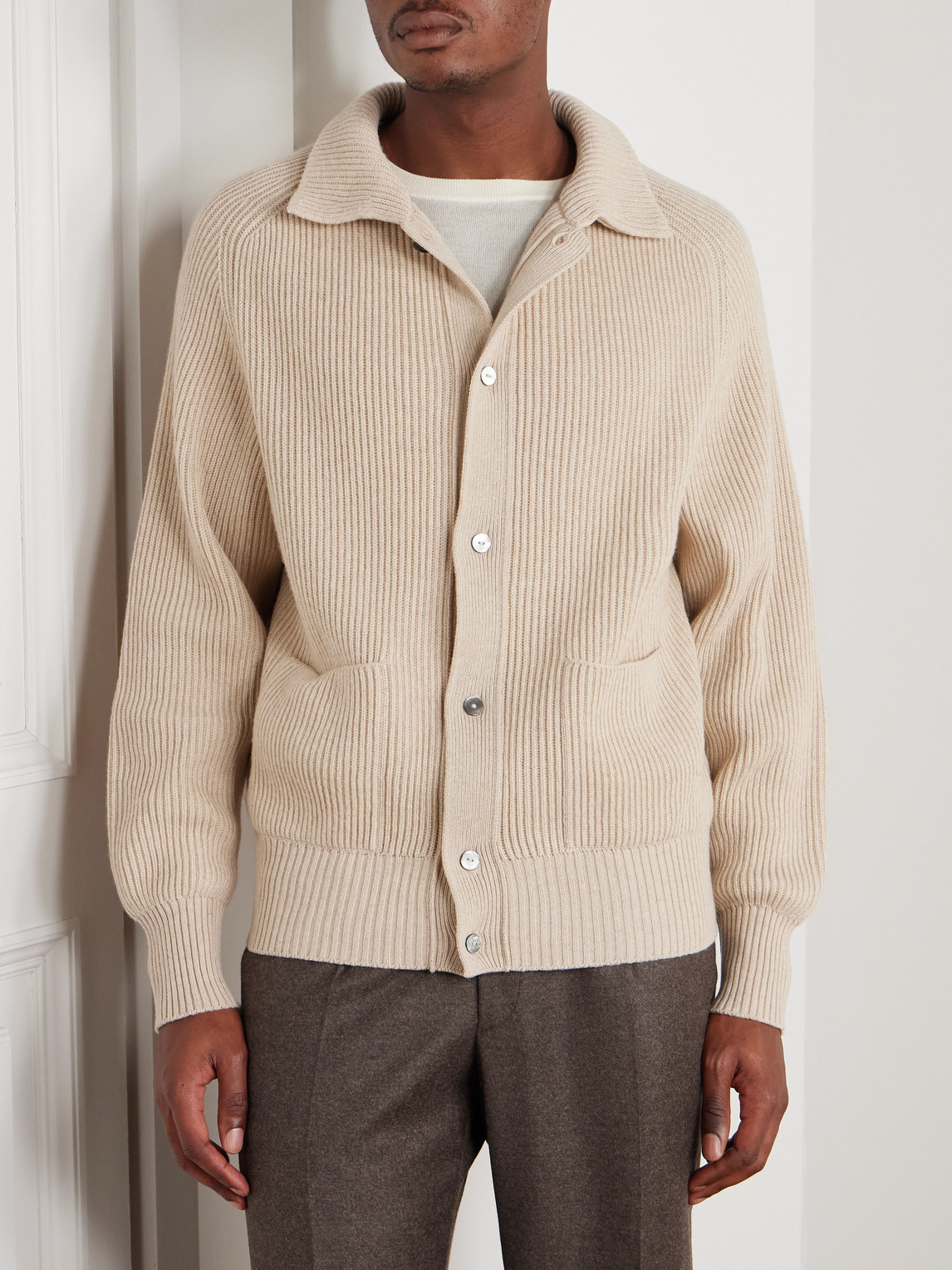  Stòffa - Ribbed Cashmere Cardigan - Men - Neutrals - It 46 