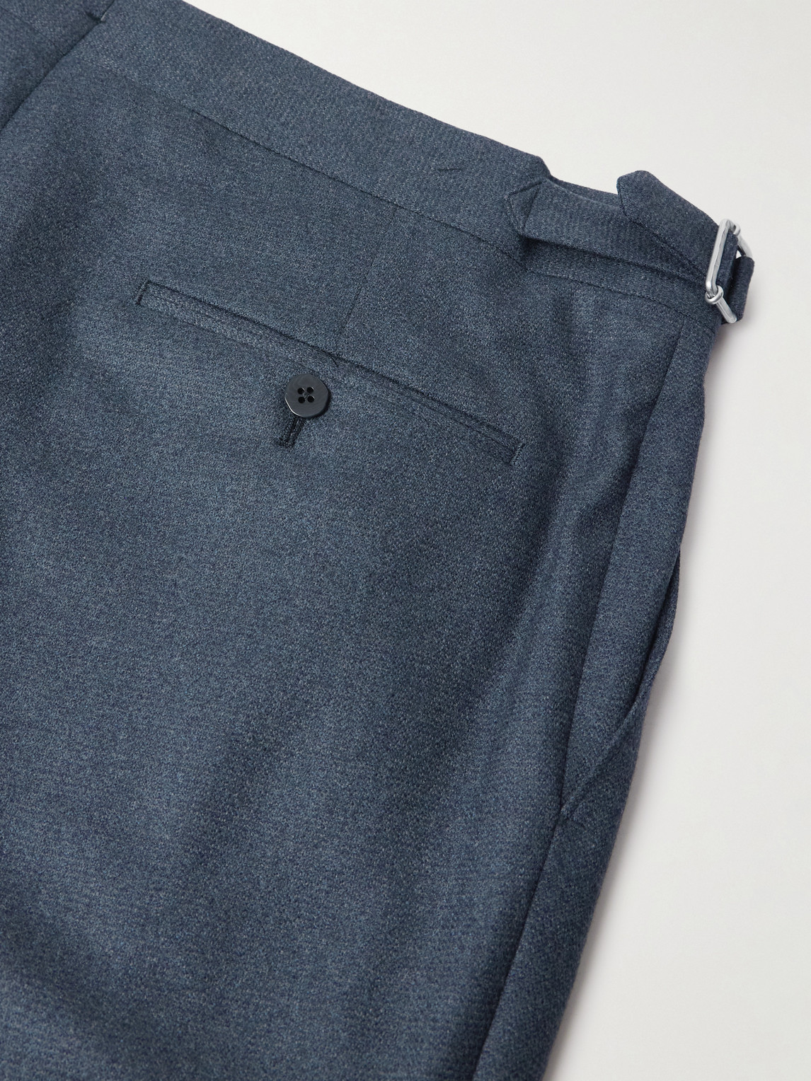 Stòffa Straight-leg Pleated Wool-flannel Trousers In Blue