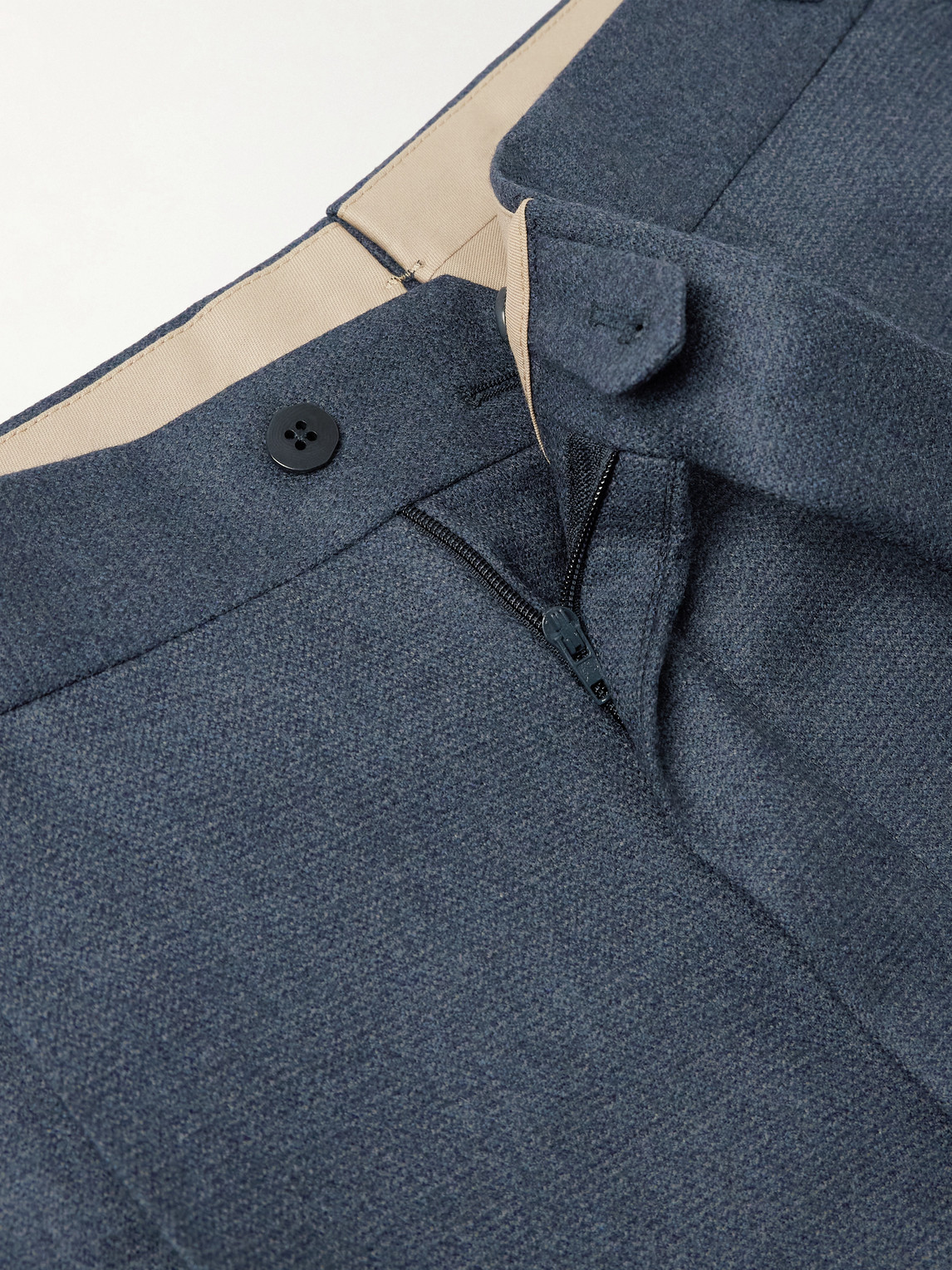 Stòffa Straight-leg Pleated Wool-flannel Trousers In Blue