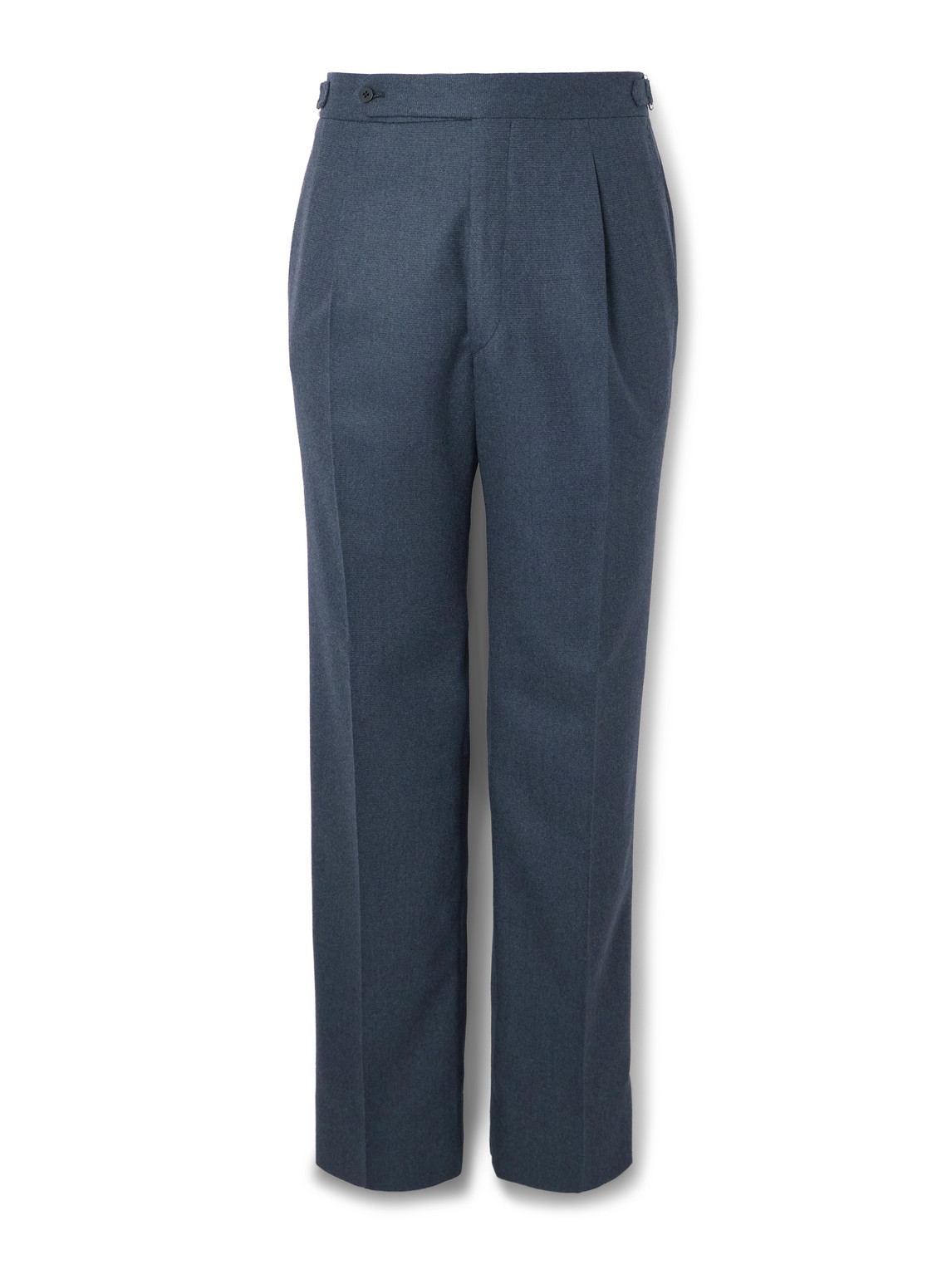Stòffa Straight-leg Pleated Wool-flannel Trousers In Blue