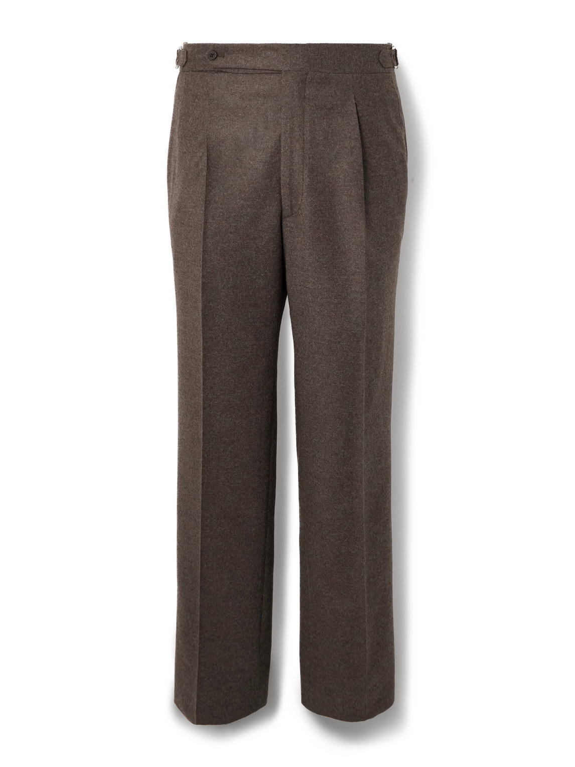 Stòffa Straight-leg Pleated Wool And Cashmere-blend Trousers In Brown