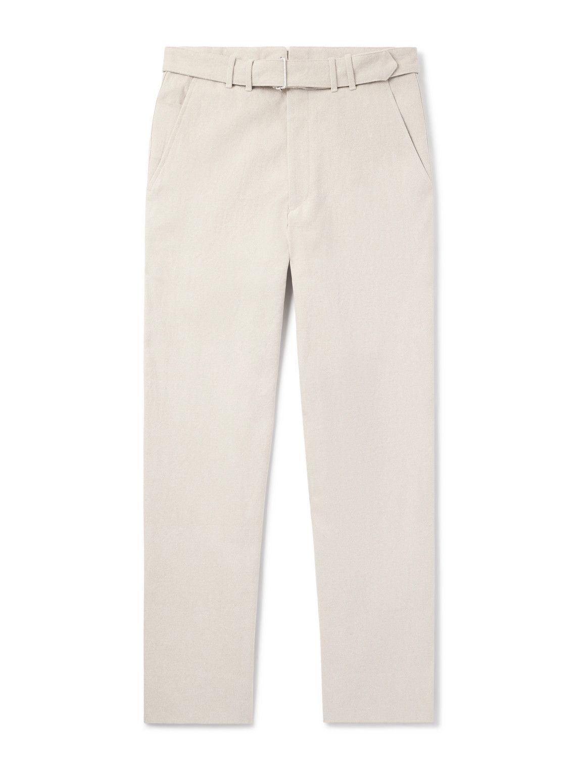 Stòffa Straight-leg Belted Cotton-twill Trousers In Neutral