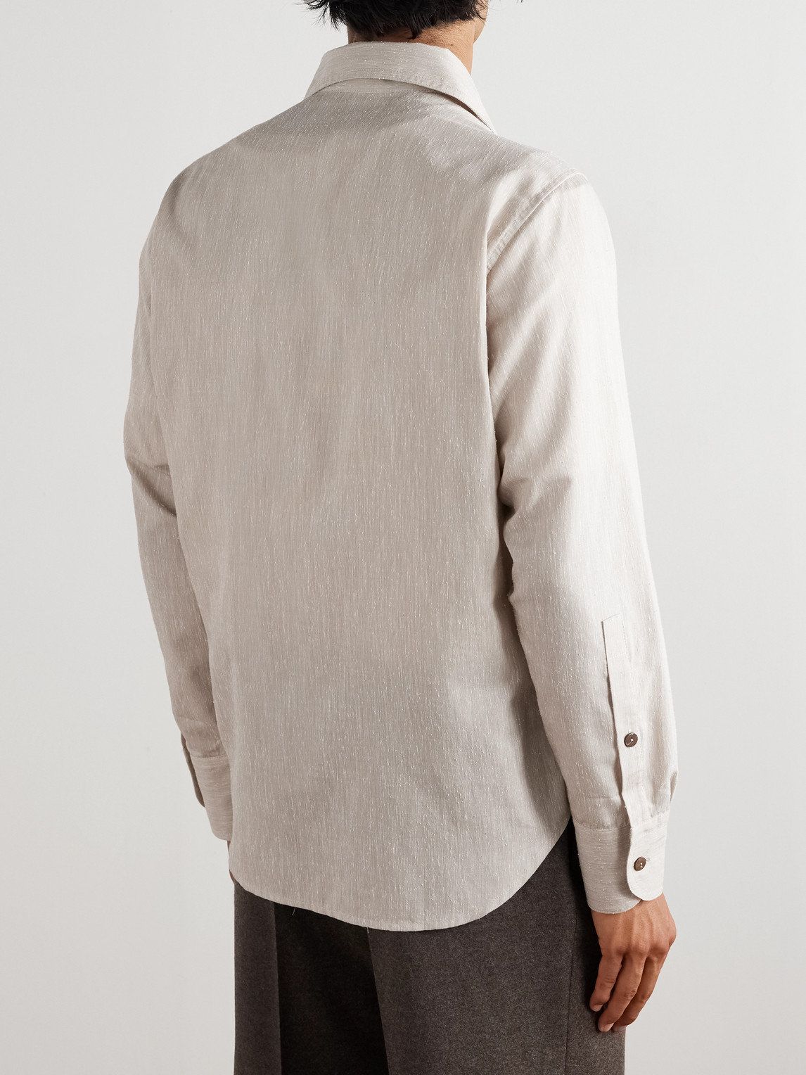  Stòffa - Cotton And Silk-blend Dupioni Shirt - Men - Neutrals - It 46 