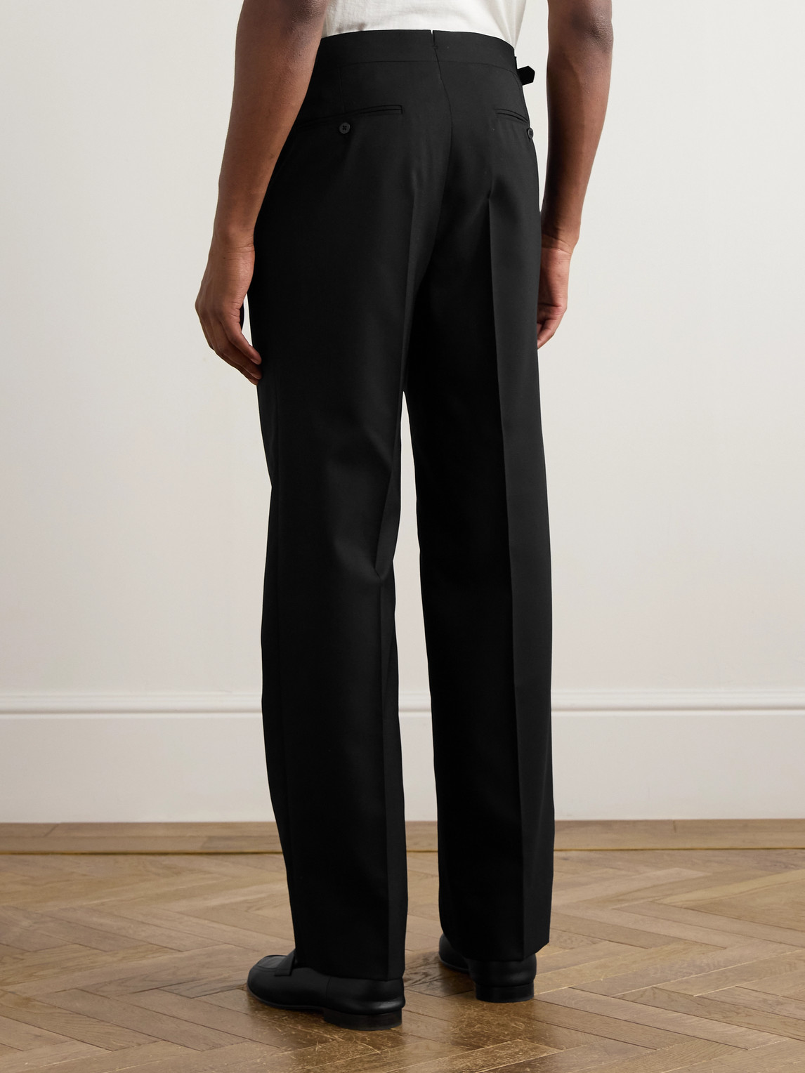 Stòffa Straight-leg Pleated Wool Trousers In Black