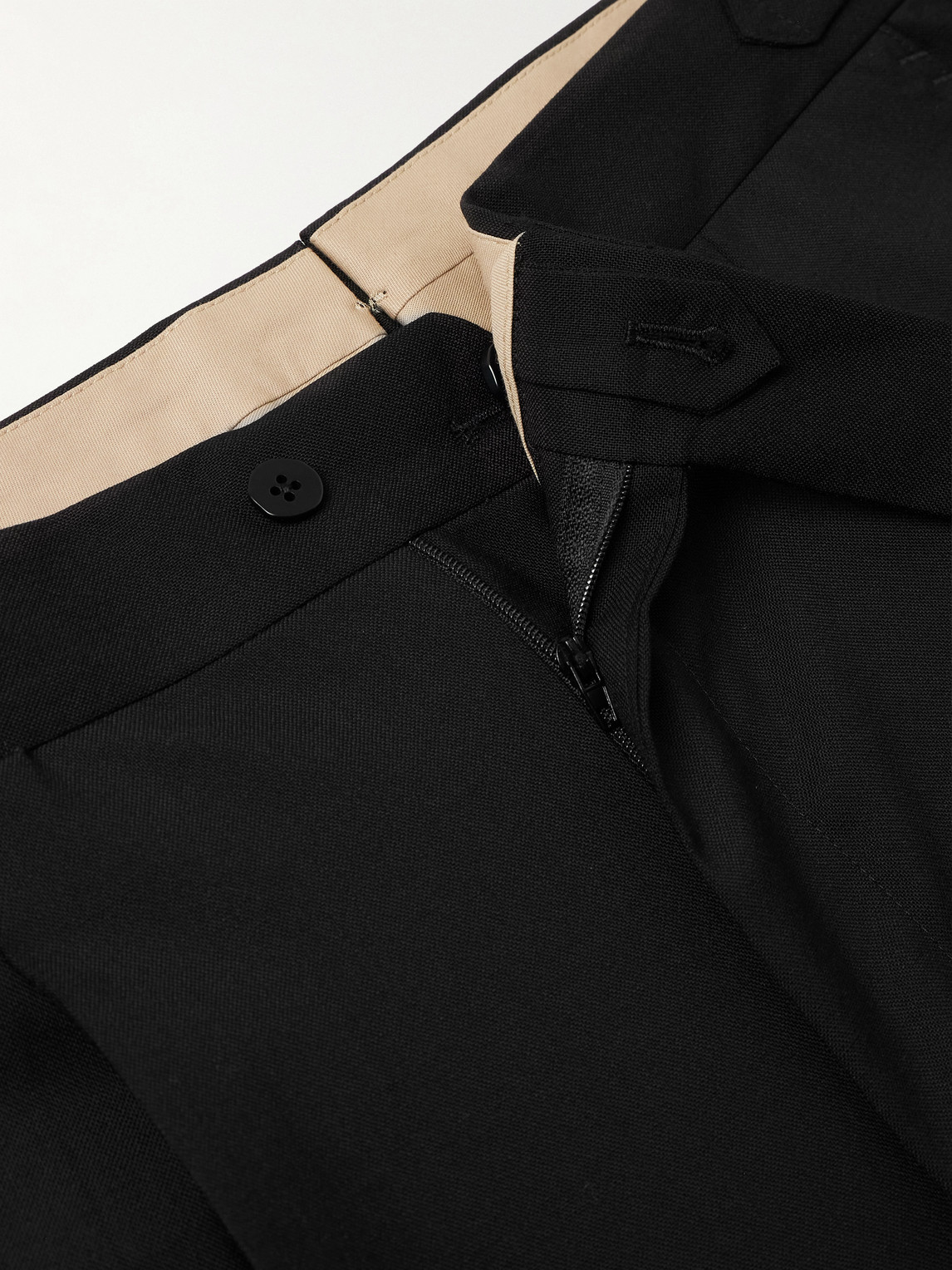 Stòffa Straight-leg Pleated Wool Trousers In Black