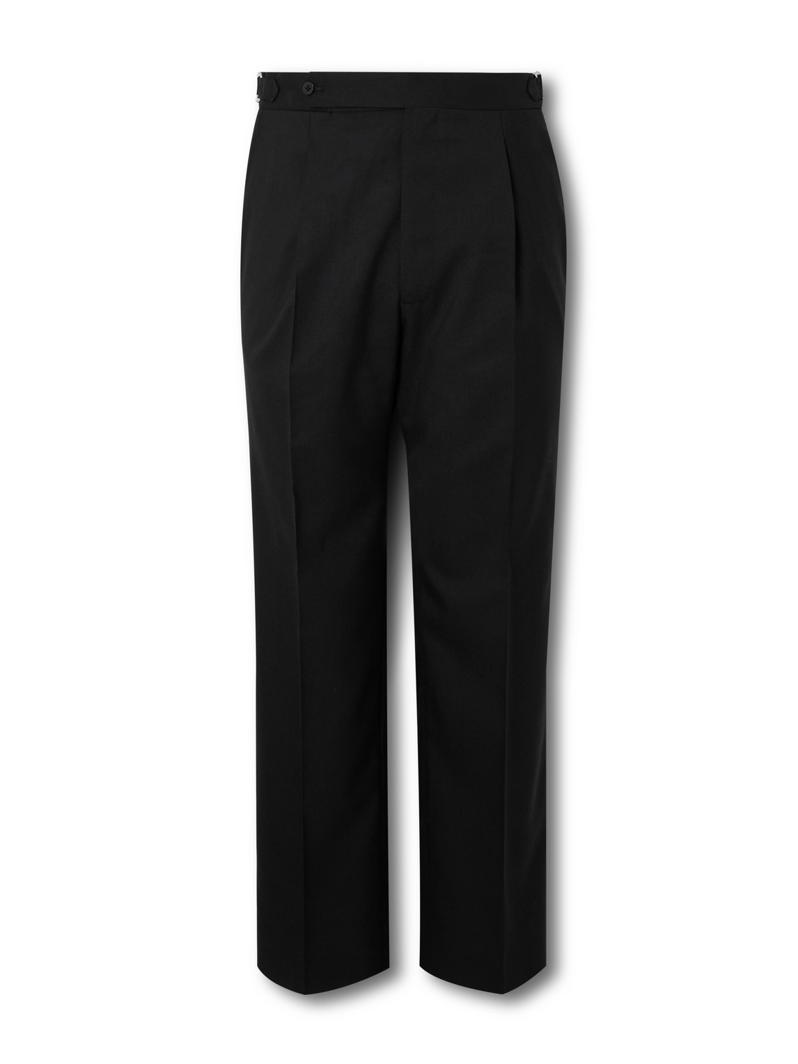 Stòffa Straight-leg Pleated Wool Trousers In Black