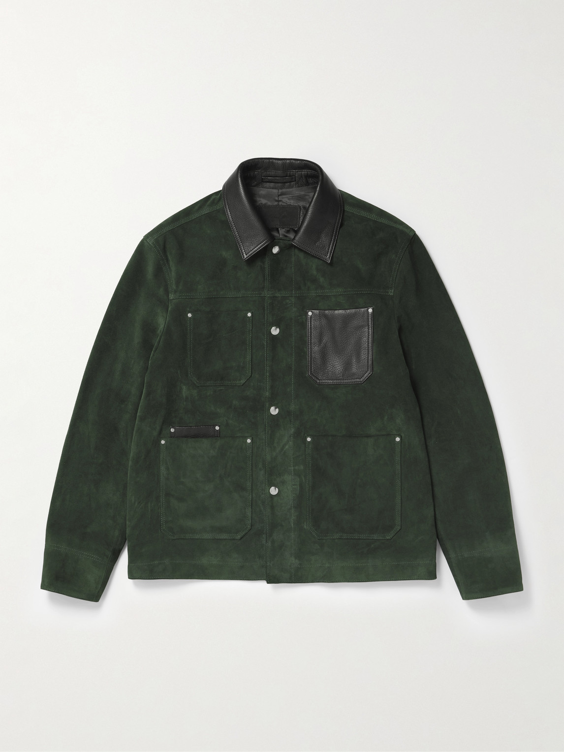 MR P. Full-Grain Leather-Trimmed Suede Chore Jacket - Men