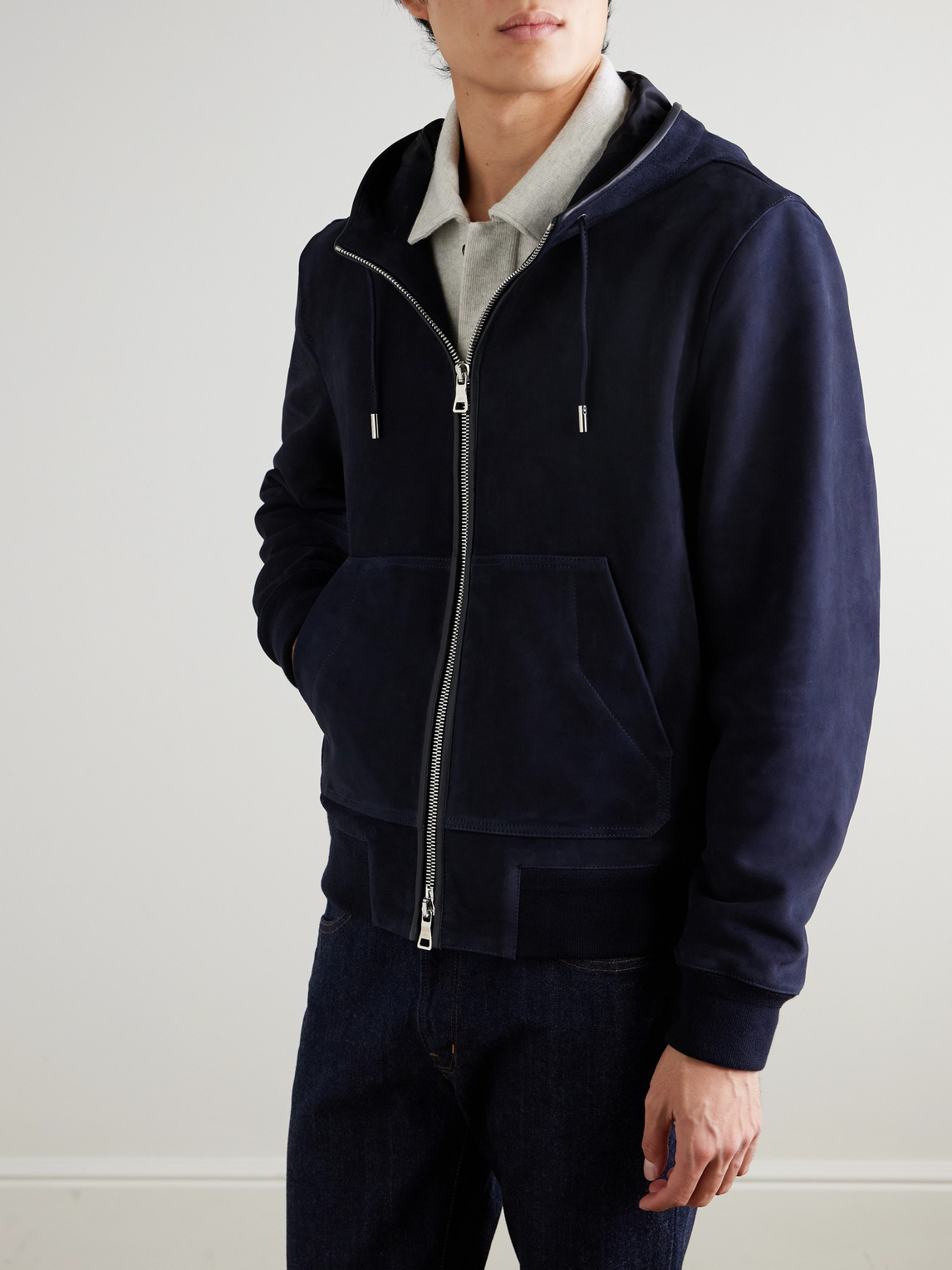  Mr P. - Suede Hoodie - Men - Blue - Xs 