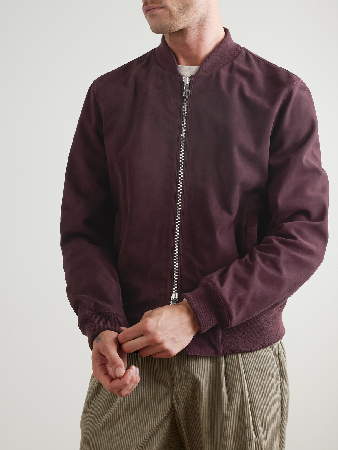  Mr P. - Suede Bomber Jacket - Men - Purple - Xs 