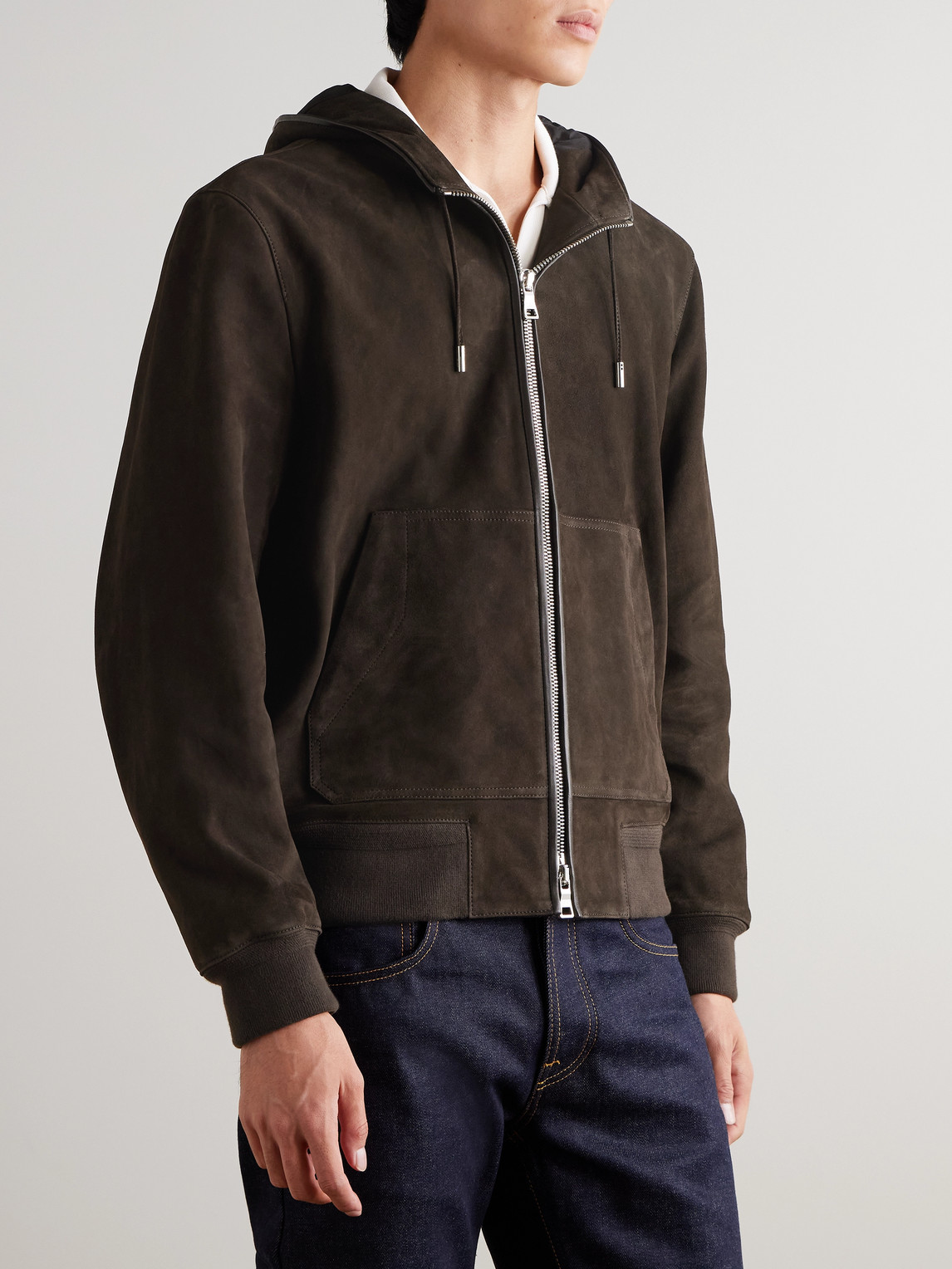  Mr P. - Suede Hoodie - Men - Brown - Xs 