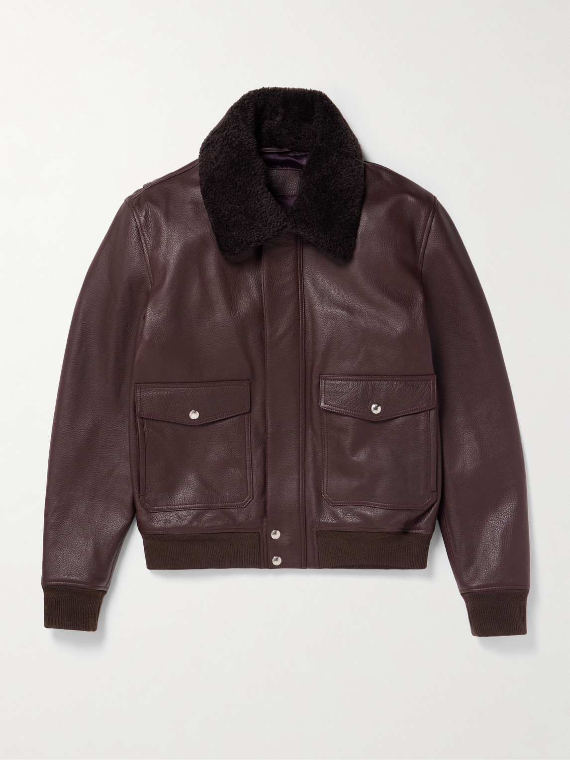 MR P. Shearling-Trimmed Full-Grain Leather Blouson Jacket - Men