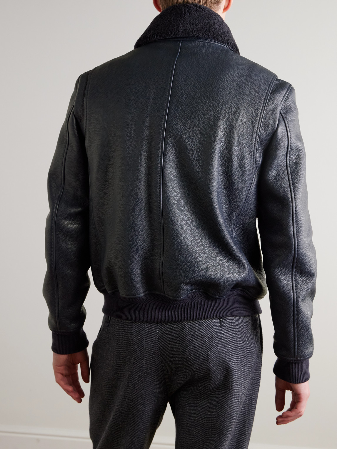 Mr P. - Shearling-Trimmed Full-Grain Leather