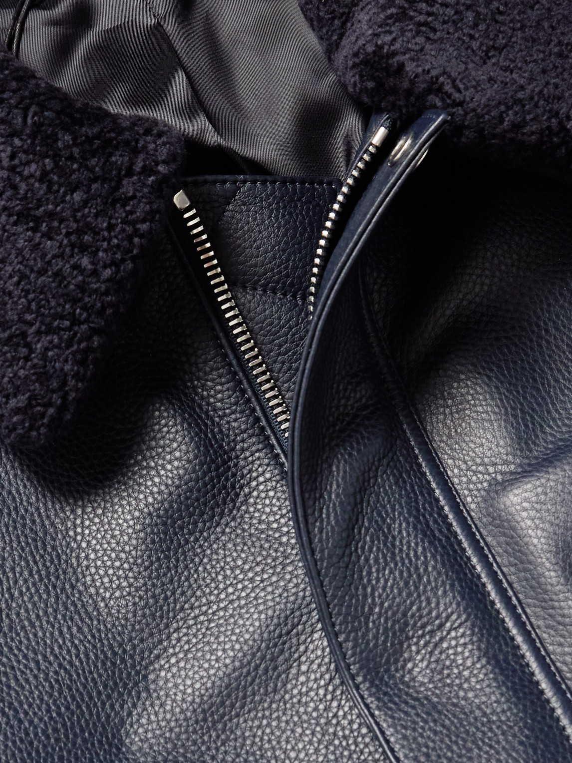 Mr P. - Shearling-Trimmed Full-Grain Leather