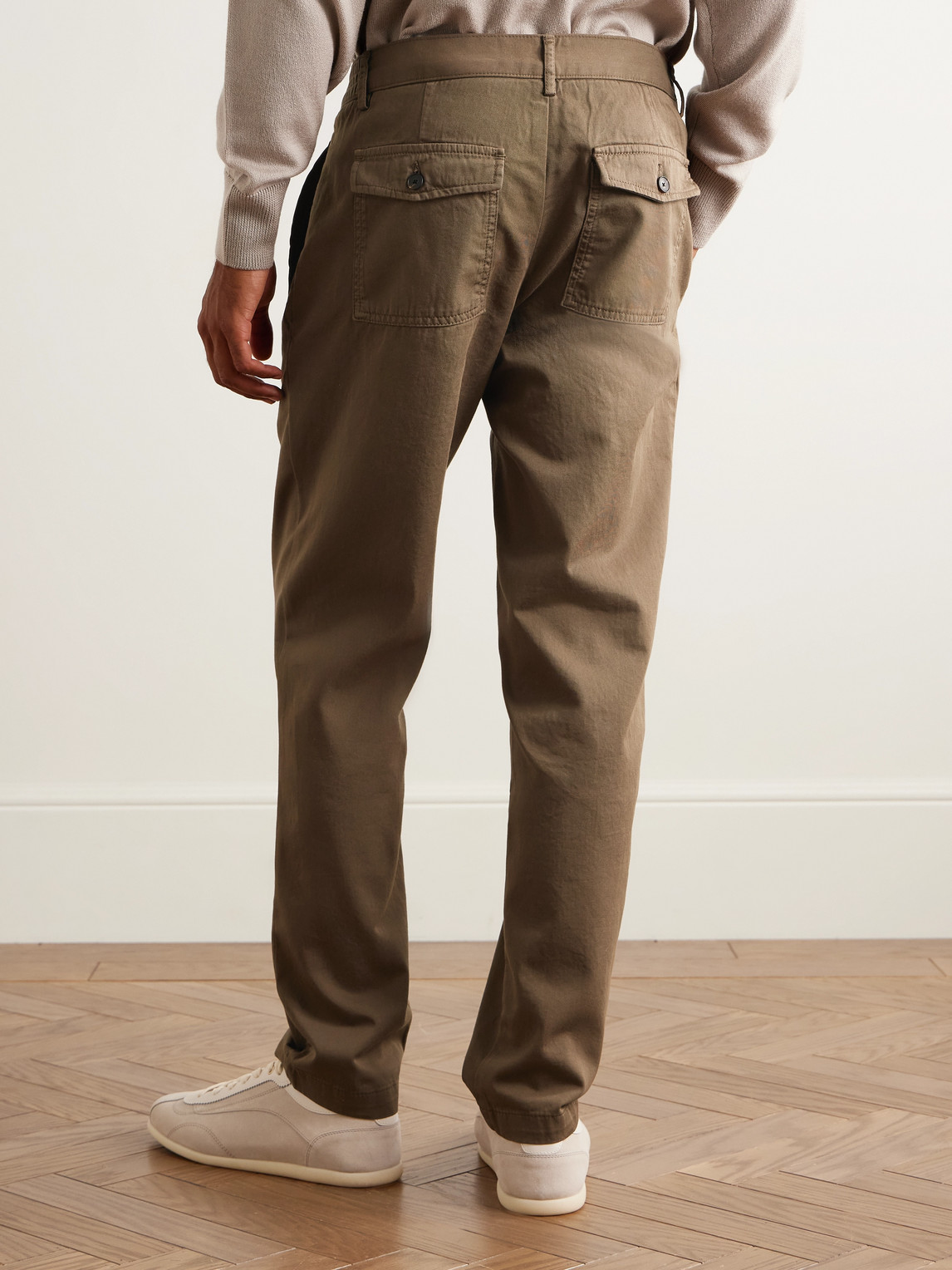 Mr P. - James Pleated Tapered Organic Cotton-Twill Trousers