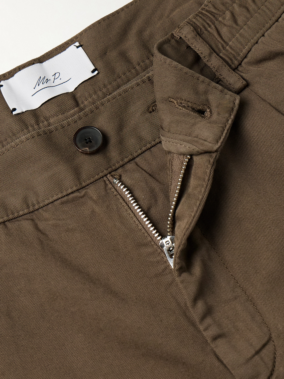Mr P. - James Pleated Tapered Organic Cotton-Twill Trousers