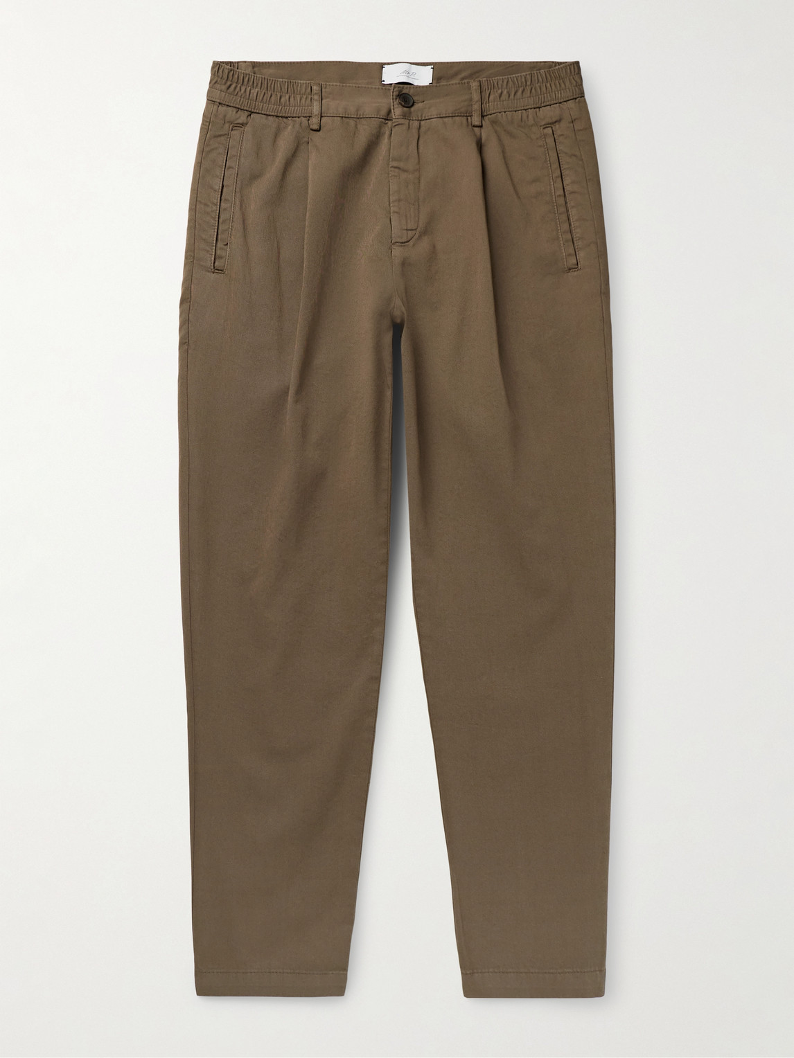 MR P. James Pleated Tapered Organic Cotton-Twill Trousers - Men