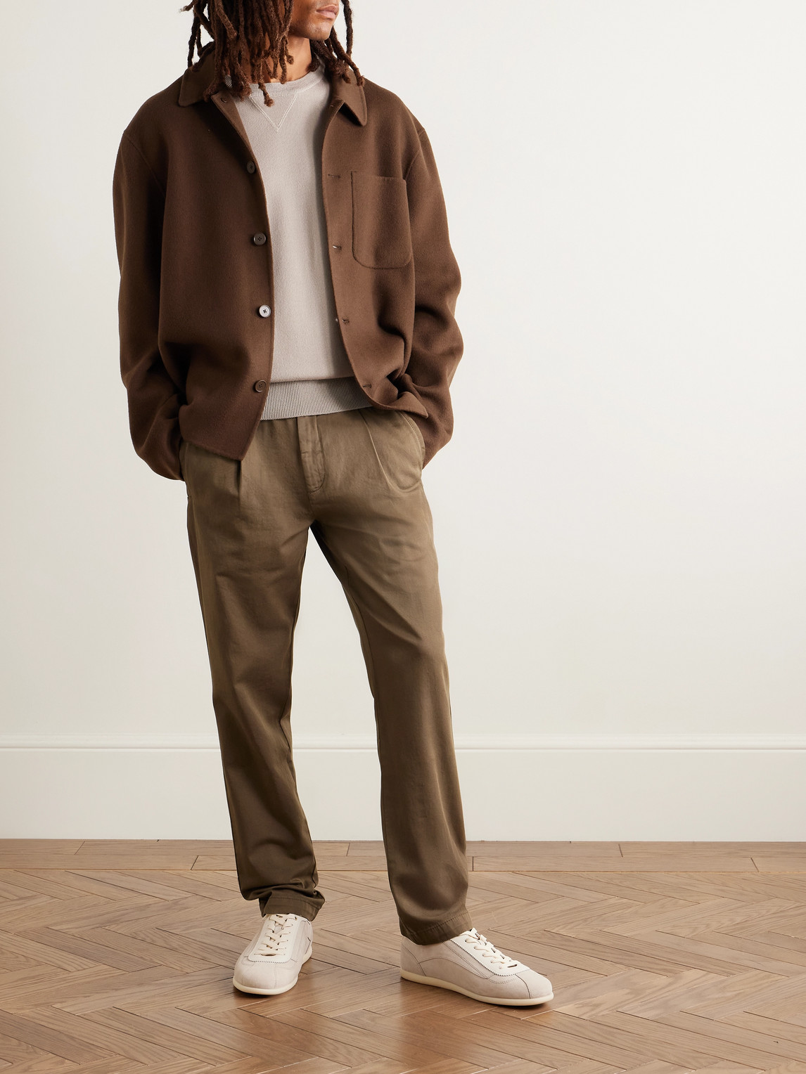 Mr P. - James Pleated Tapered Organic Cotton-Twill Trousers