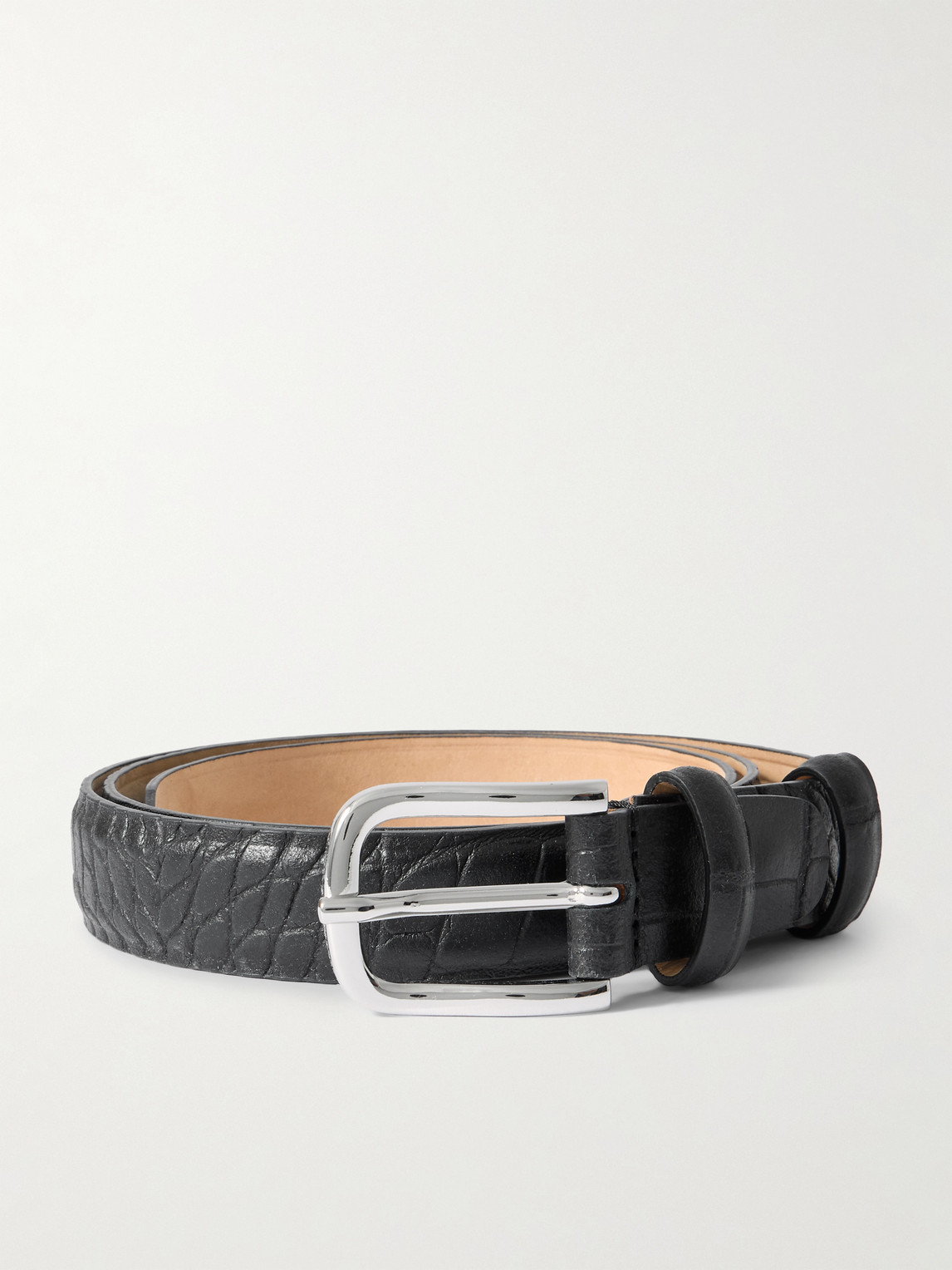 MR P. 2.5cm Croc-Effect Leather Belt - Men