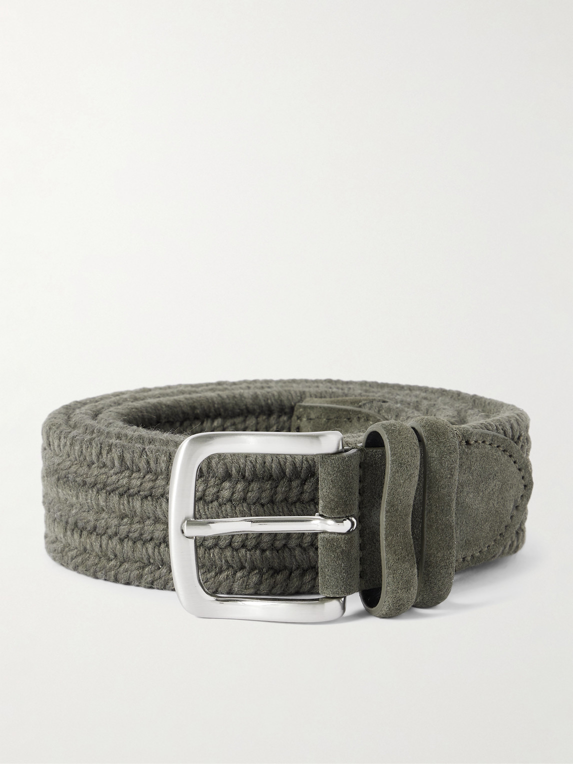 MR P. 3.5cm Suede-Trimmed Woven Belt - Men
