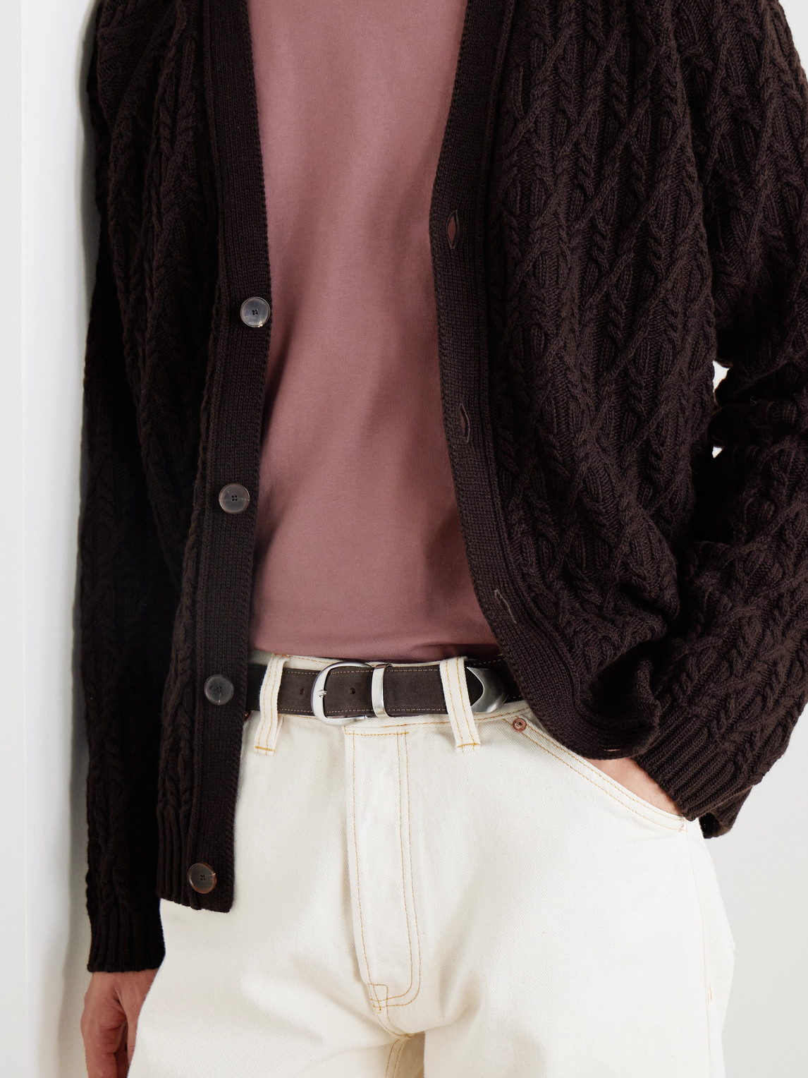  Mr P. - 3cm Suede Belt - Men - Brown - Eu 95 