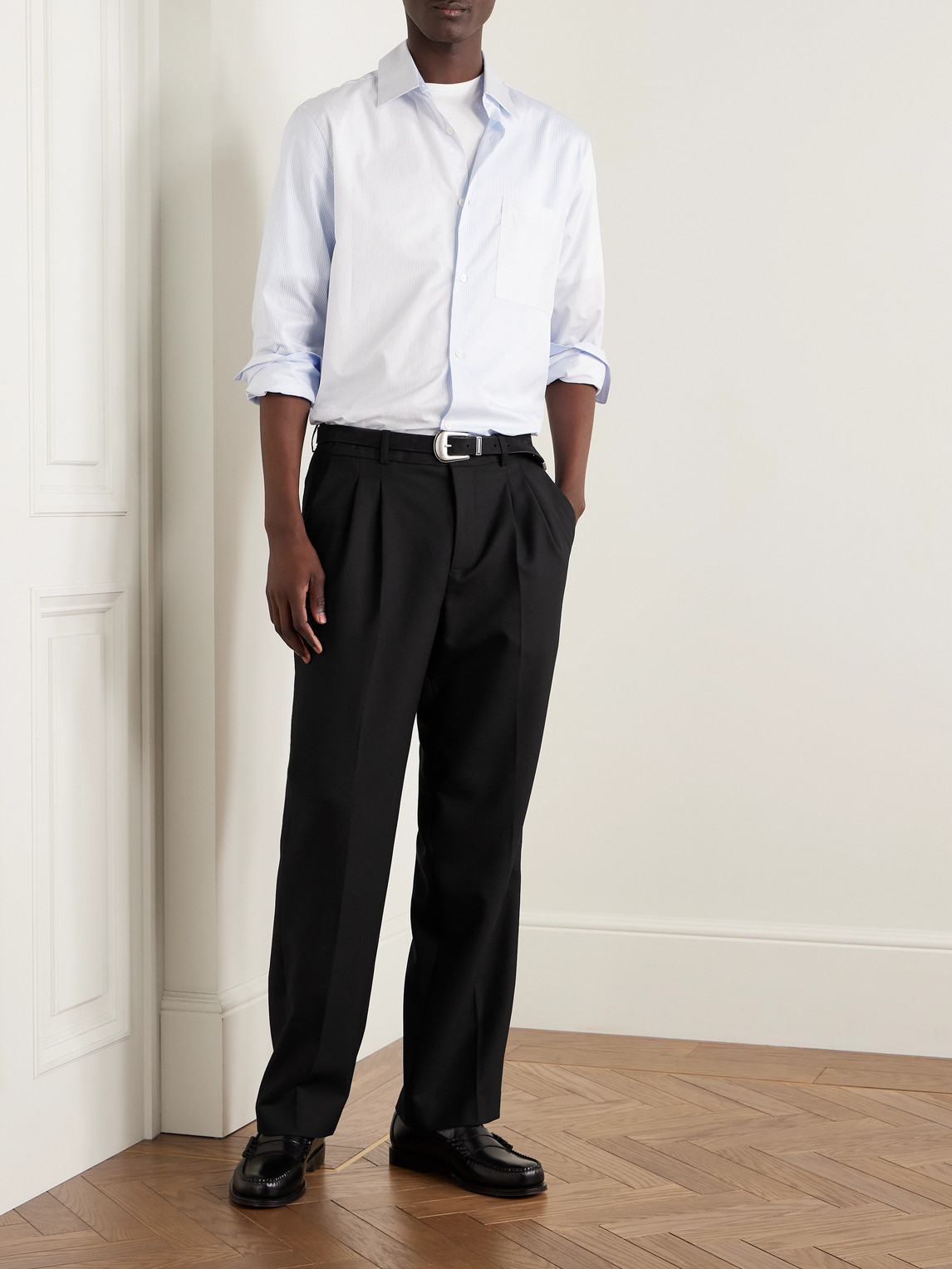 Mr P. - Edward Straight-Leg Pleated Woven Trousers