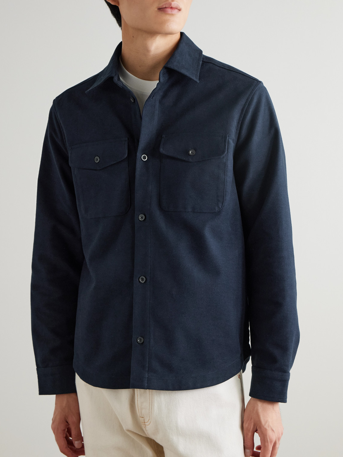Mr P. - Organic Cotton-Blend Moleskin Overshirt
